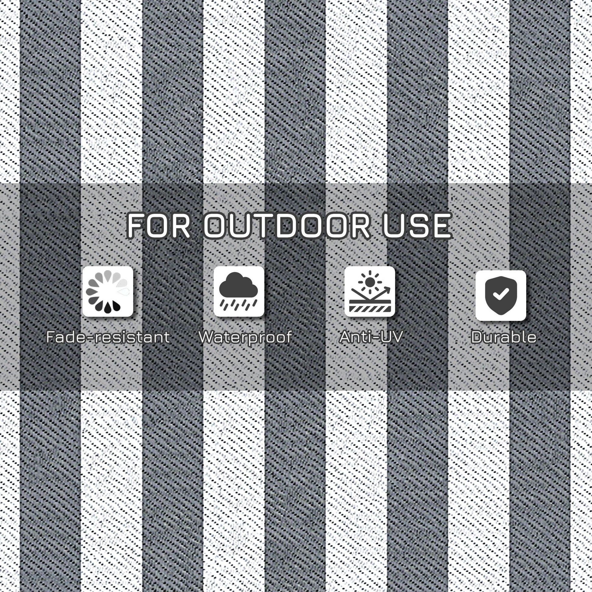 Reversible Outdoor RV Rug, 9' x 18' Patio Floor Mat with Carry Bag, Outdoor Carpet for Backyard, Deck, Picnic, Beach, Camping, Striped, Grey and White