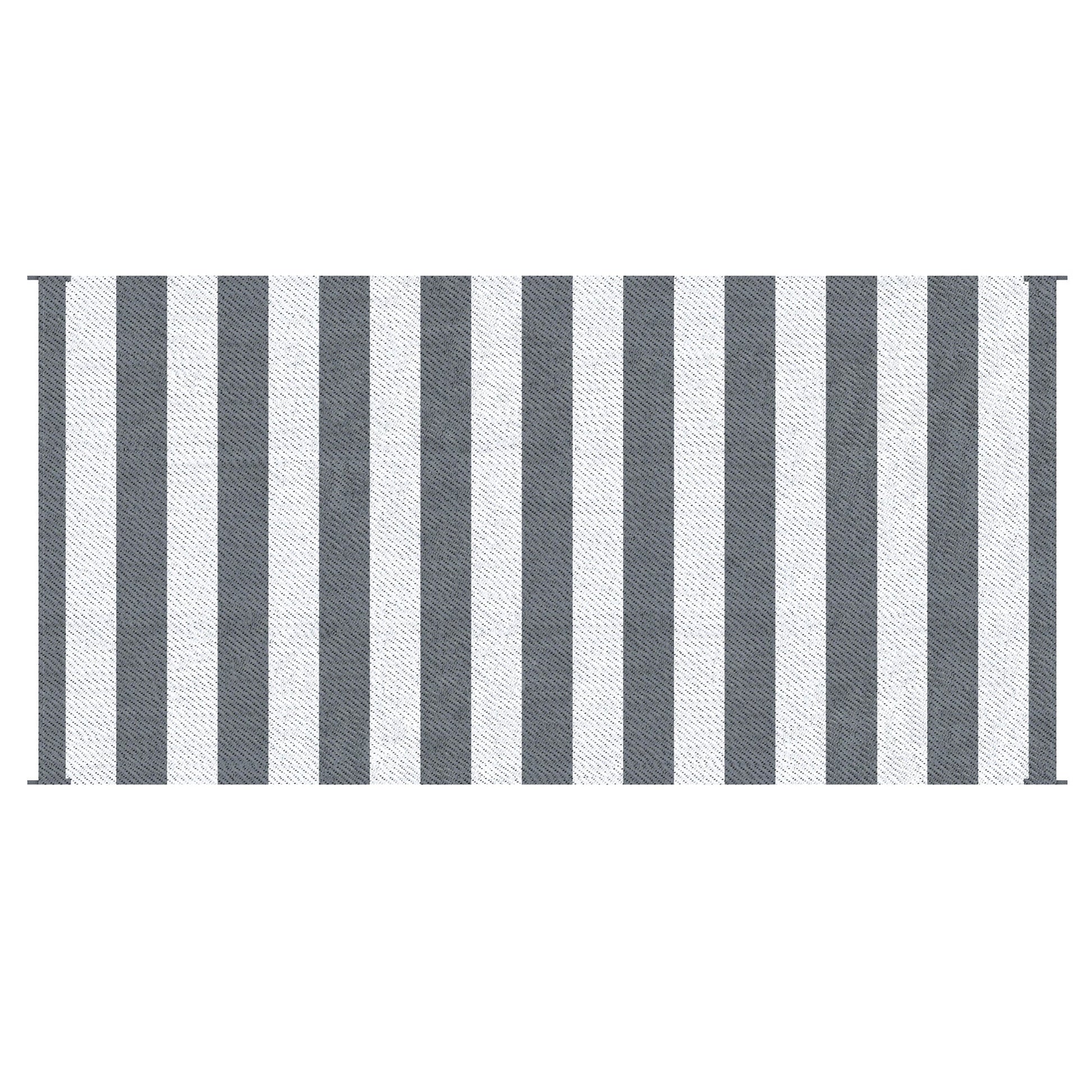 Reversible Outdoor RV Rug, 9' x 18' Patio Floor Mat with Carry Bag, Outdoor Carpet for Backyard, Deck, Picnic, Beach, Camping, Striped, Grey and White