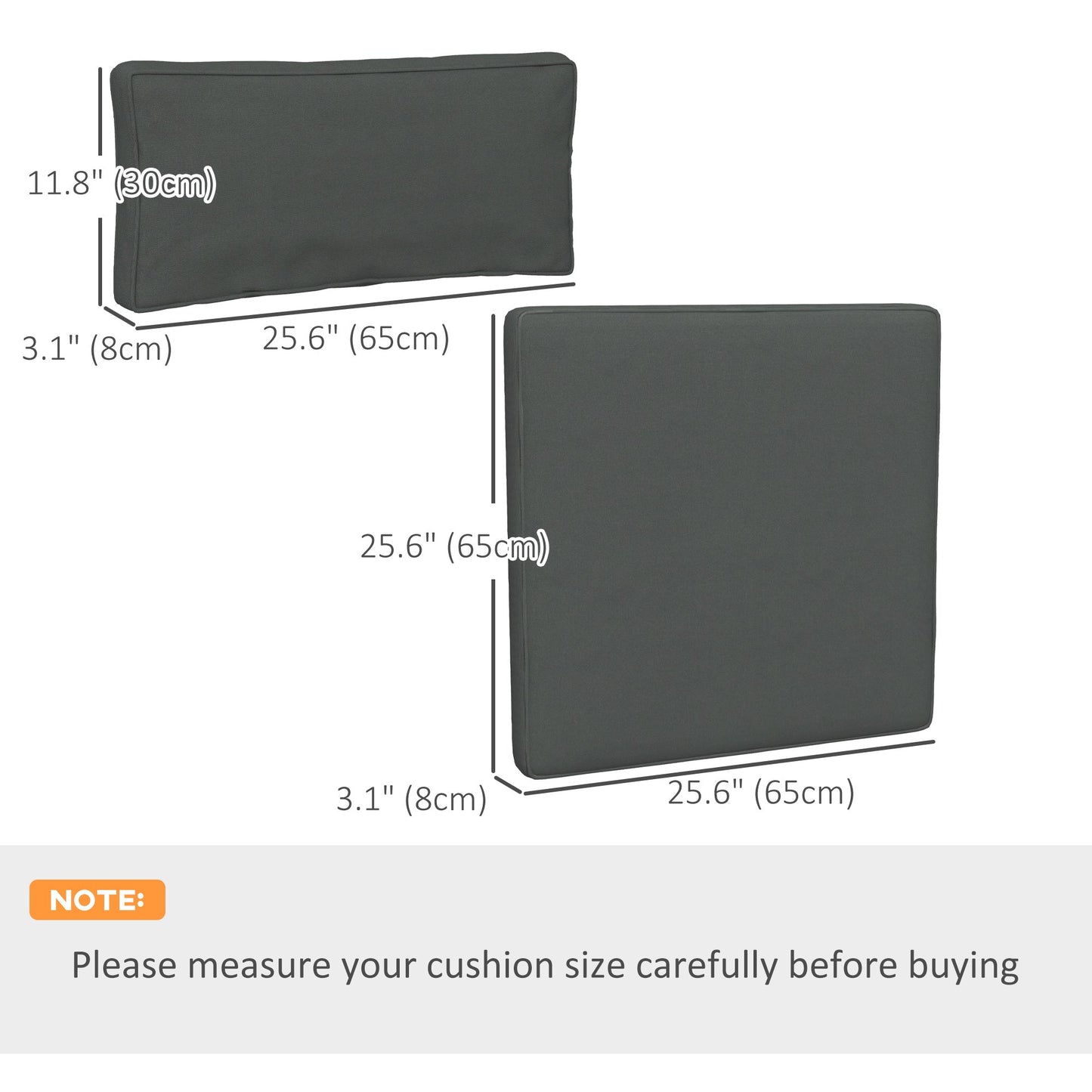 Patio Chair Cushions for Rattan Furniture, 14 Piece Outdoor Seat Cushions Pad for Patio Conversation Set, 7 Seat Cushions and 7 Back Cushions, Grey