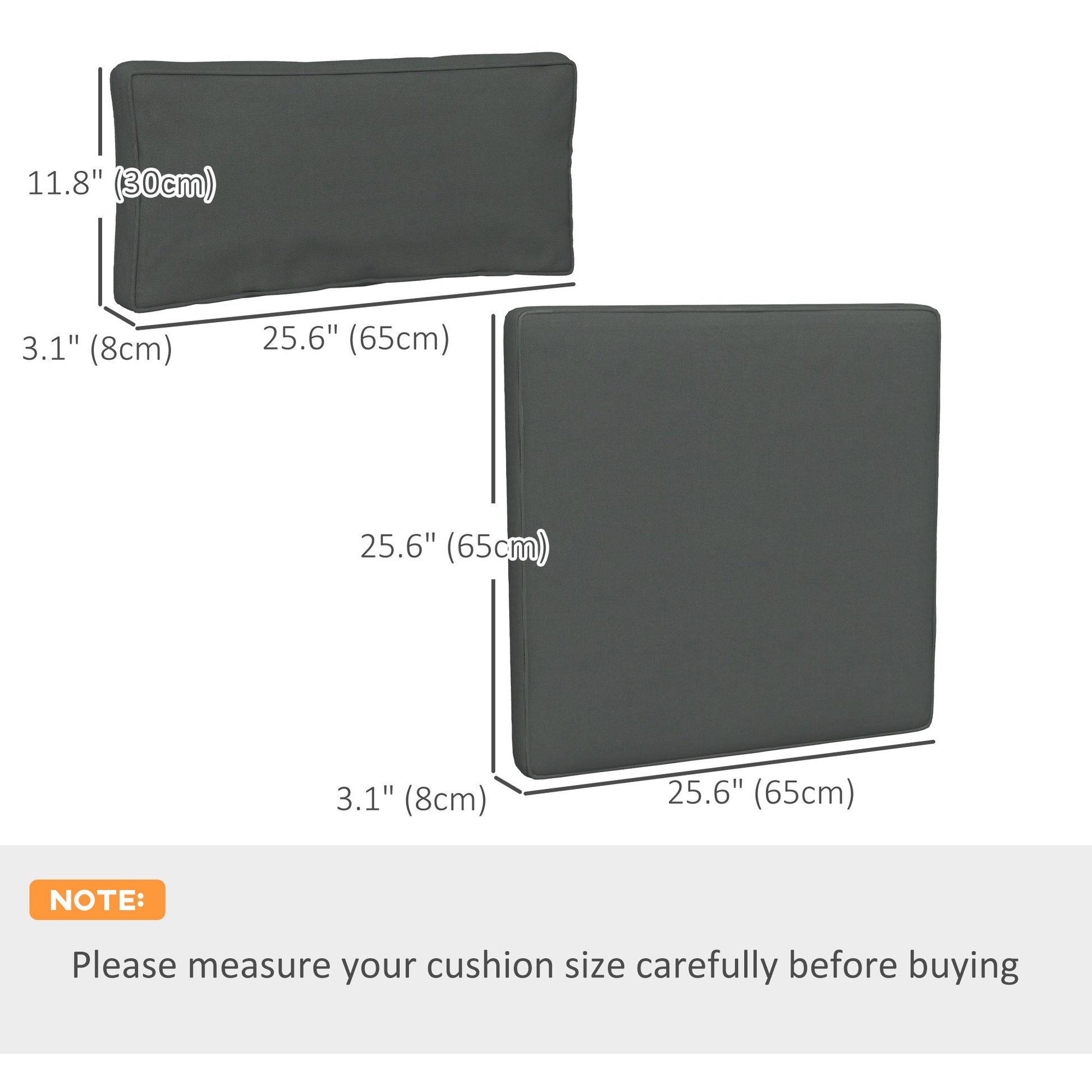 Patio Chair Cushions for Rattan Furniture, 14 Piece Outdoor Seat Cushions Pad for Patio Conversation Set, 7 Seat Cushions and 7 Back Cushions, Grey