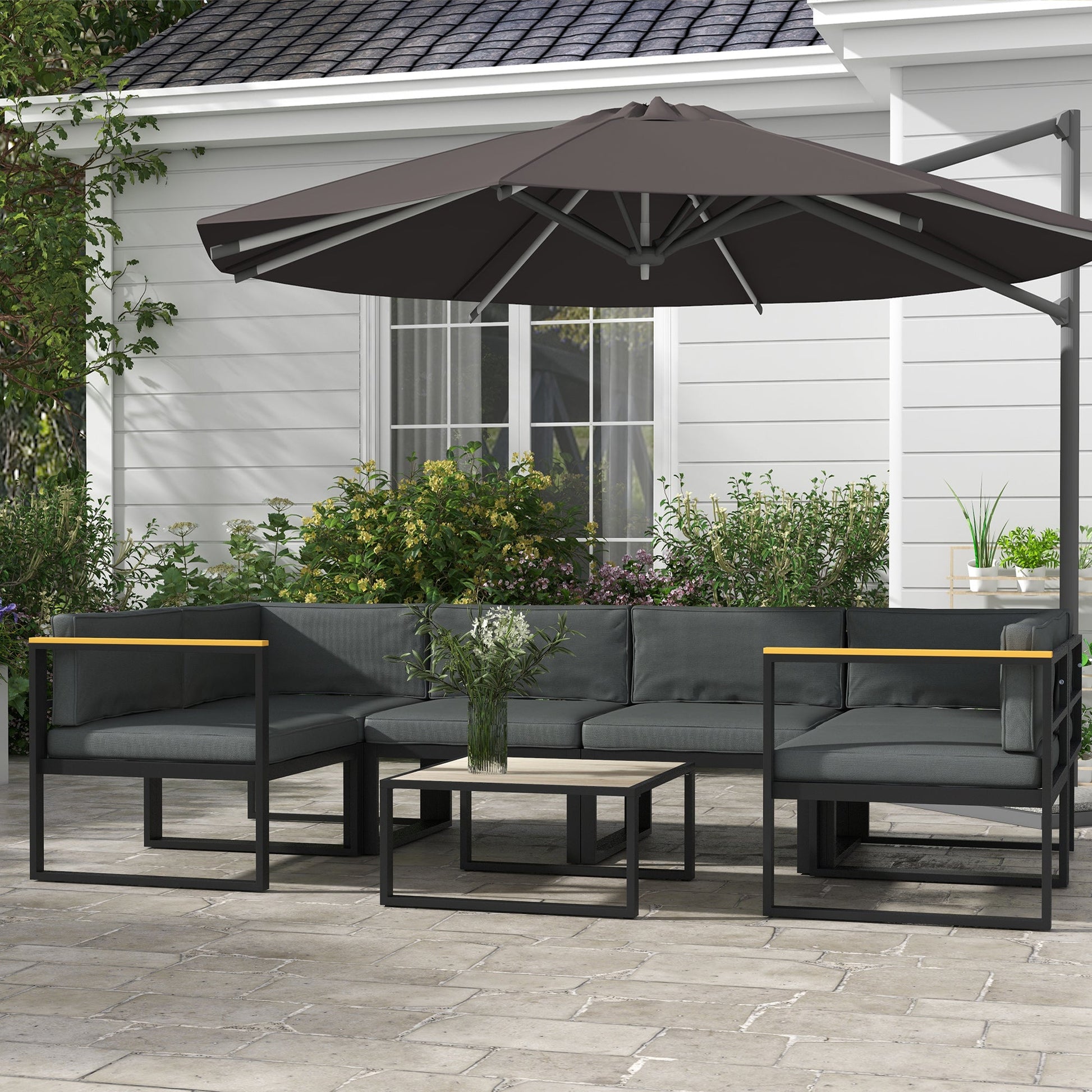 Patio Chair Cushions for Rattan Furniture, 14 Piece Outdoor Seat Cushions Pad for Patio Conversation Set, 7 Seat Cushions and 7 Back Cushions, Grey