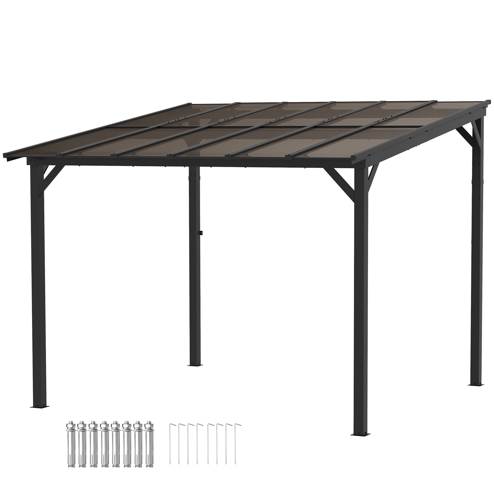 10' x 10' Outdoor Pergola with UPF 50+ and Waterproof Polycarbonate Roof, Wall-Mounted / Free Standing Hardtop Gazebo, Wind-resistant for Patio Deck Backyard, Dark Grey