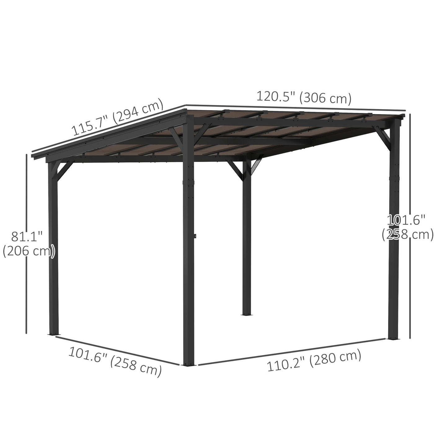 10' x 10' Outdoor Pergola with UPF 50+ and Waterproof Polycarbonate Roof, Wall-Mounted / Free Standing Hardtop Gazebo, Wind-resistant for Patio Deck Backyard, Dark Grey
