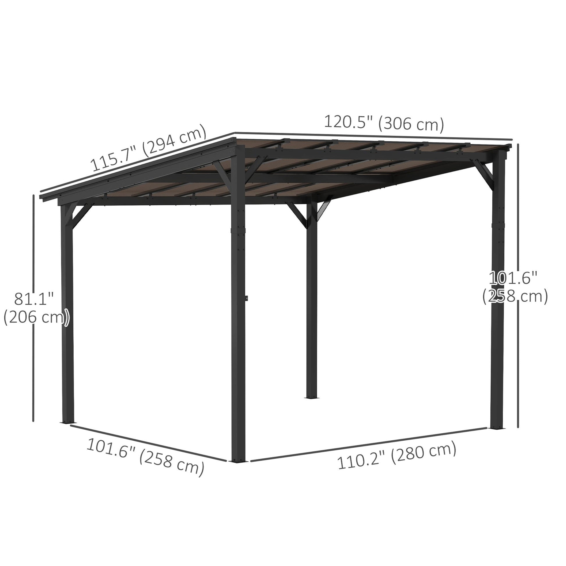 10' x 10' Outdoor Pergola with UPF 50+ and Waterproof Polycarbonate Roof, Wall-Mounted / Free Standing Hardtop Gazebo, Wind-resistant for Patio Deck Backyard, Dark Grey