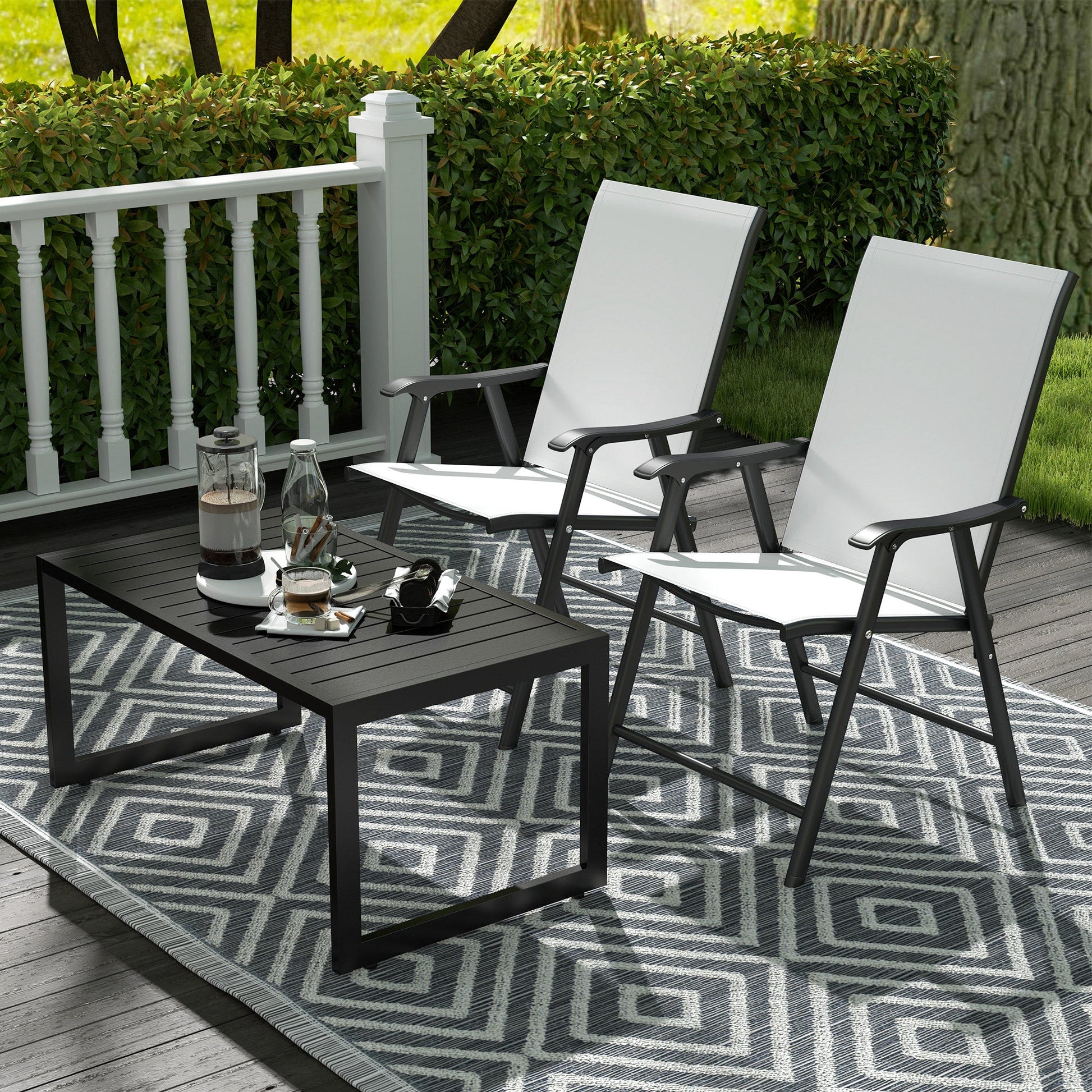 Aluminum Outdoor Coffee Table, 35" Patio Coffee Table with Slatted Tabletop and Adjustable Foot Pads for Garden, Lawn, Balcony, Black