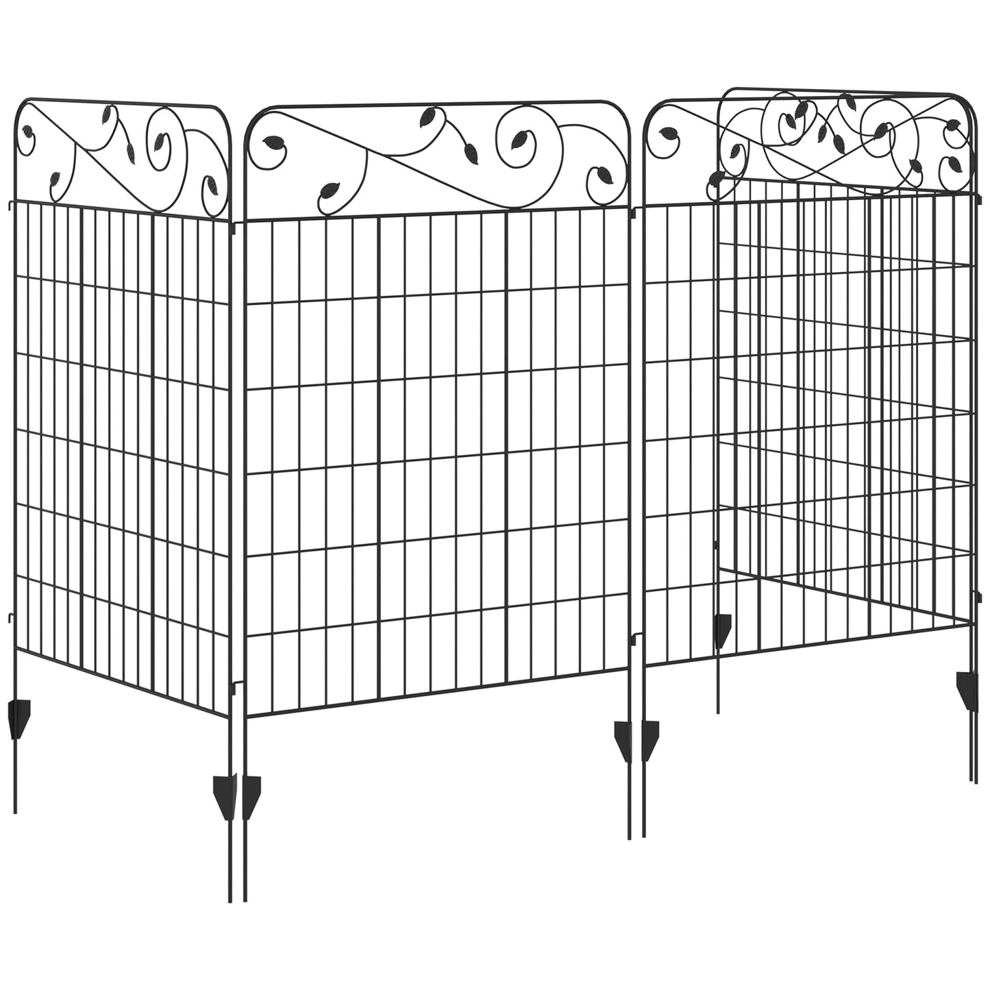 Garden Fence, 4 Pack Metal Fence Panels, 11.5' Animal Barrier & Decorative Border Flower Edging for Yard, Landscape, Patio, Outdoor Décor, 43" H, Square Vines