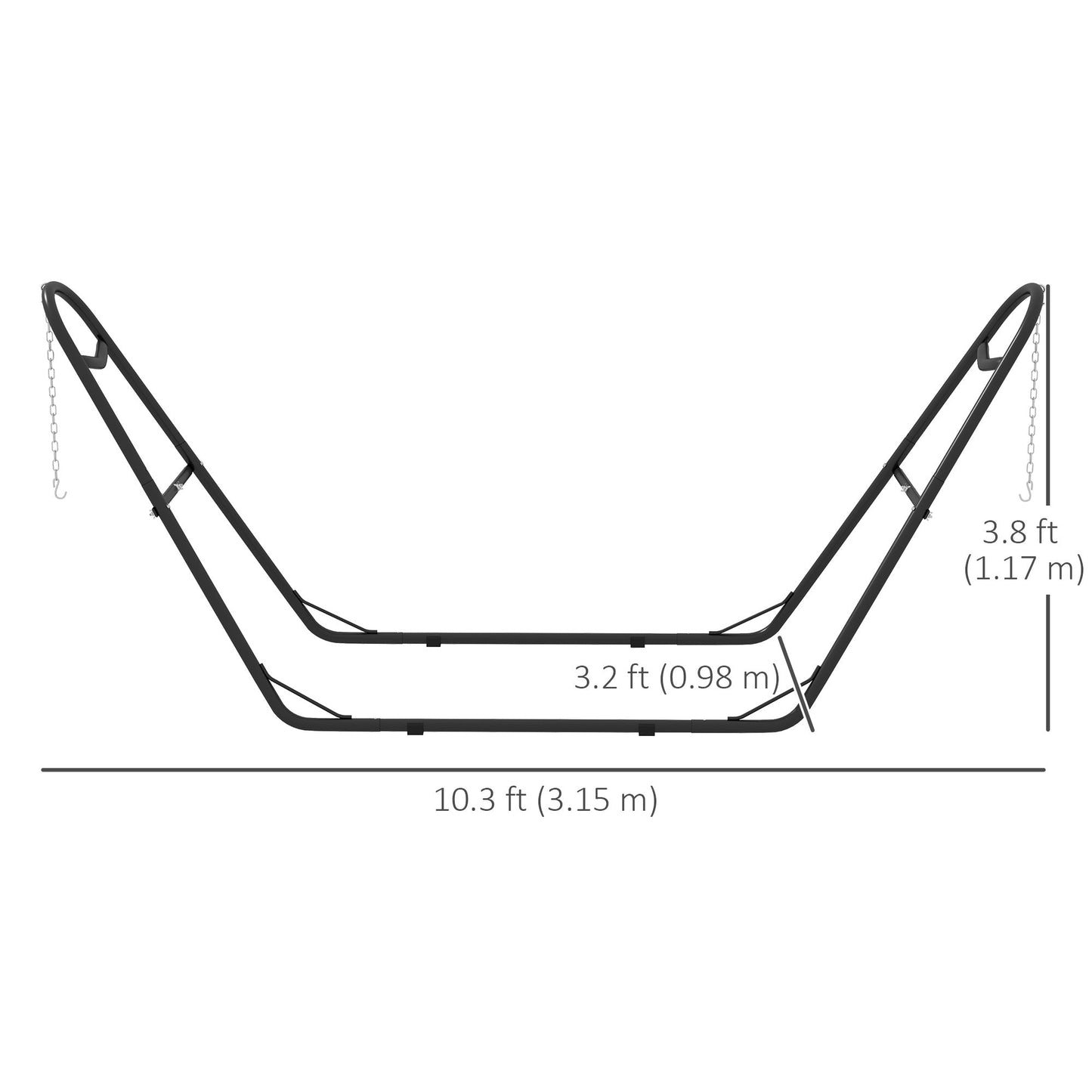 10.3ft Hammock Stand, Adjustable Hammock Stand Fits 9-14 ft Hammocks, Heavy Duty 450 lbs Capacity, Black