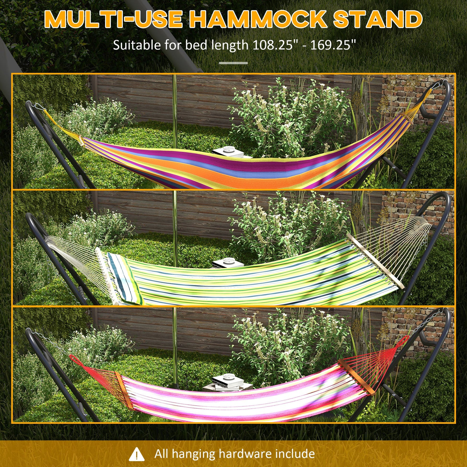 10.3ft Hammock Stand, Adjustable Hammock Stand Fits 9-14 ft Hammocks, Heavy Duty 450 lbs Capacity, Black