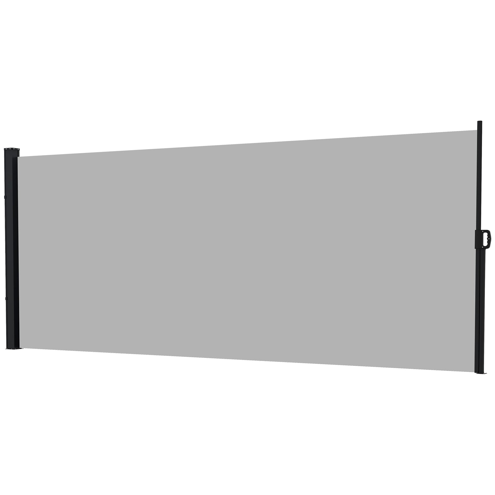 13' x 6' Retractable Side Awning, Garden Privacy Screen Divider, Full Cassette Windbreaker for Hot Tub, Balcony, Terrace, Pool, Light Grey