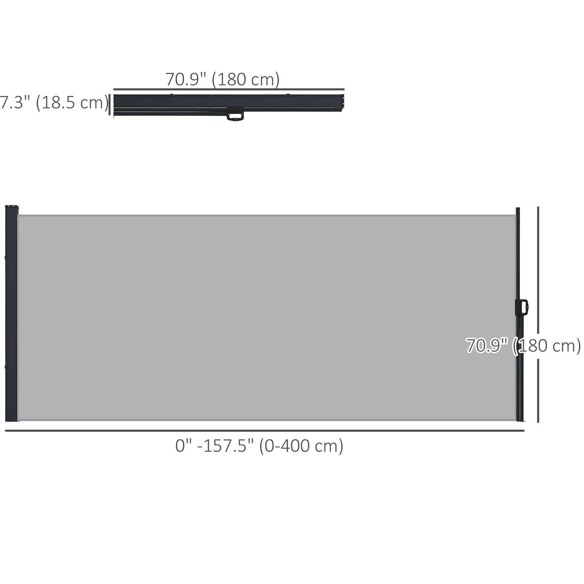13' x 6' Retractable Side Awning, Garden Privacy Screen Divider, Full Cassette Windbreaker for Hot Tub, Balcony, Terrace, Pool, Light Grey