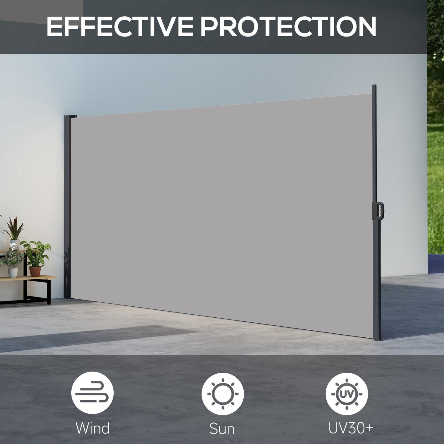 13' x 6' Retractable Side Awning, Garden Privacy Screen Divider, Full Cassette Windbreaker for Hot Tub, Balcony, Terrace, Pool, Light Grey