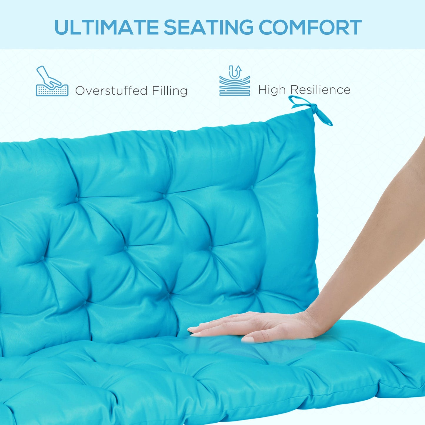 Porch Swing Cushion Garden Bench Cushion with Backrest, Non-Slip 3-Seater Thick Pad, Swing Chair Mat Replacement for Indoor and Outdoor, 59.1" x 38.6", Turquoise