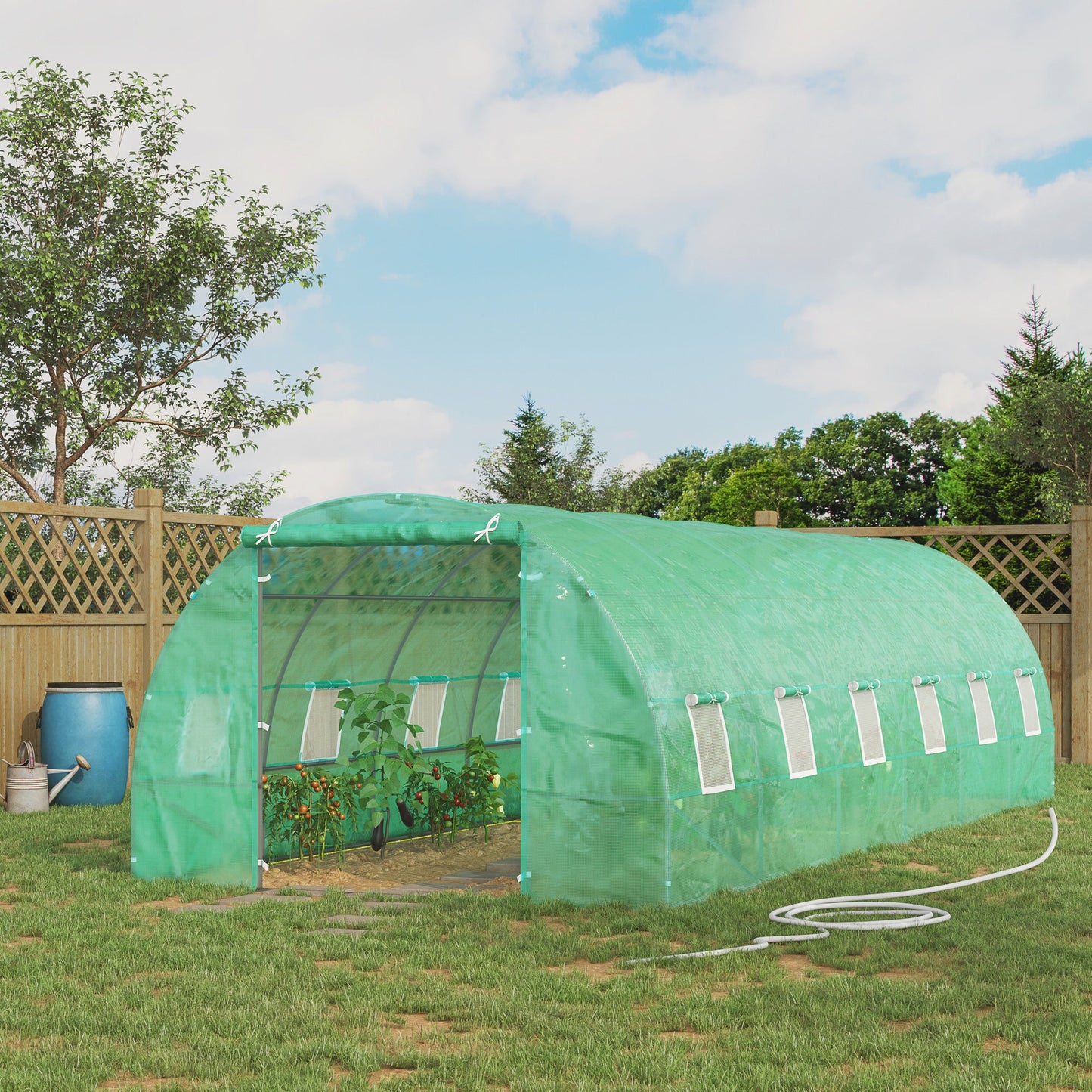 26' x 10' x 6.6' Large Walk in Tunnel Greenhouse Garden Plant Seed Green House Premium Steel Frame, Dark Green