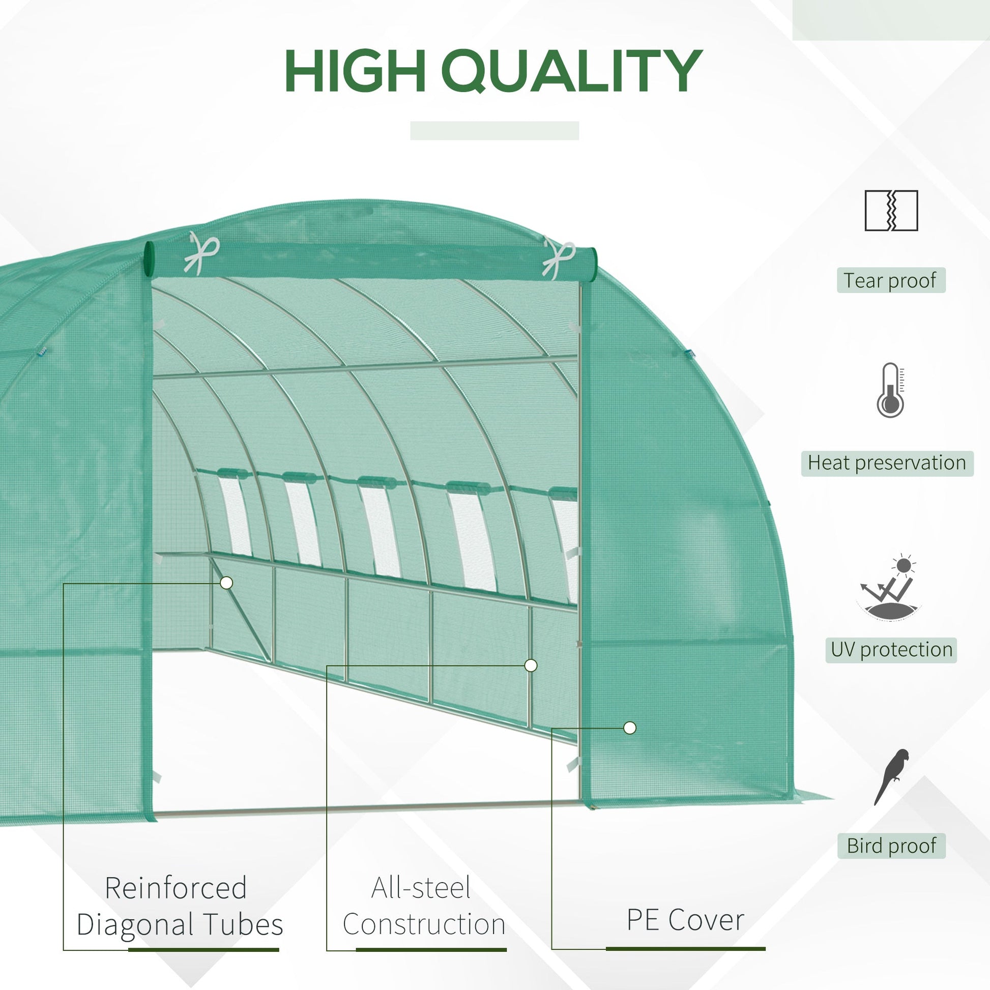 26' x 10' x 6.6' Large Walk in Tunnel Greenhouse Garden Plant Seed Green House Premium Steel Frame, Dark Green
