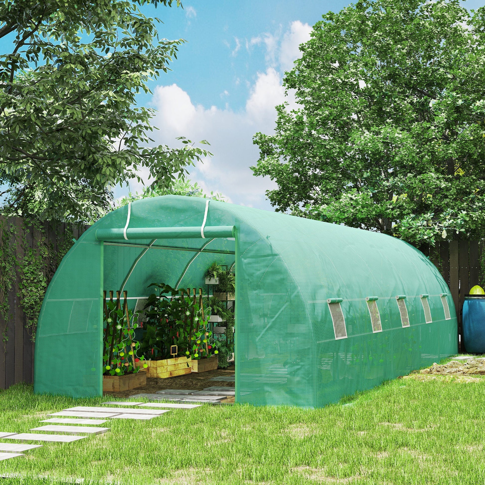 26' x 10' x 6.6' Large Walk in Tunnel Greenhouse Garden Plant Seed Green House Premium Steel Frame, Dark Green