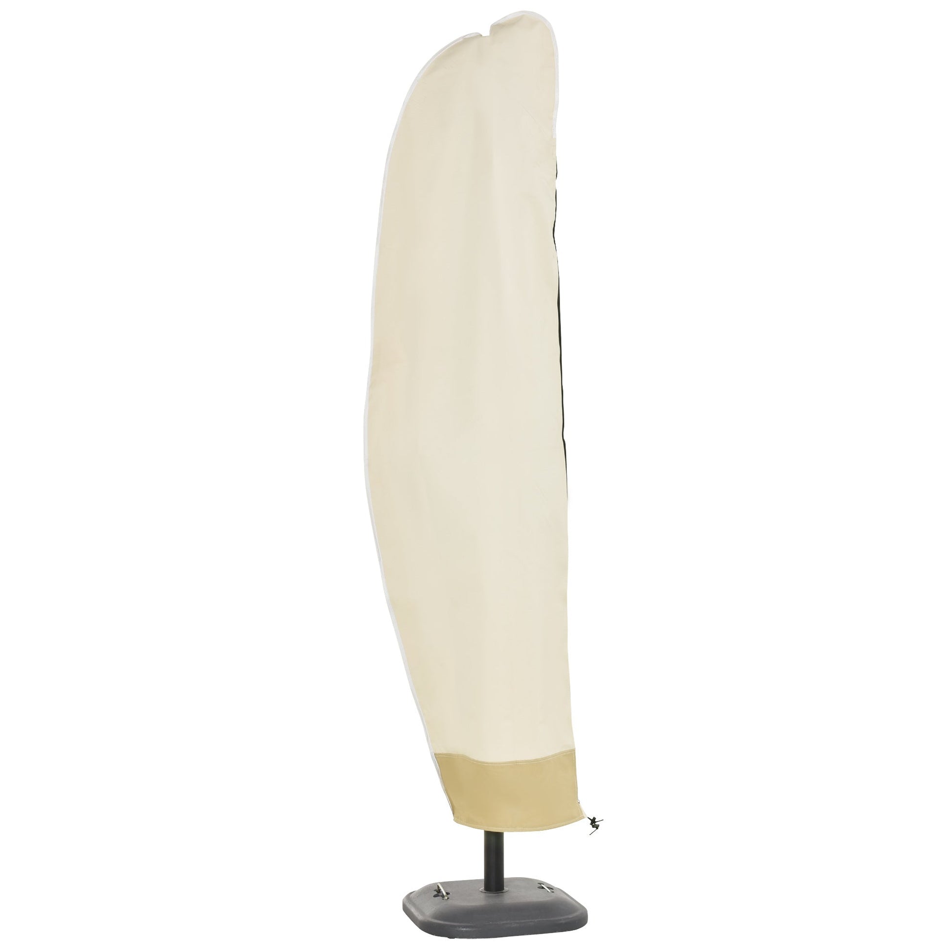 Waterproof Patio Umbrella Cover for 10ft to 13ft Outdoor Offset Umbrella with Zipper, Beige and Coffee