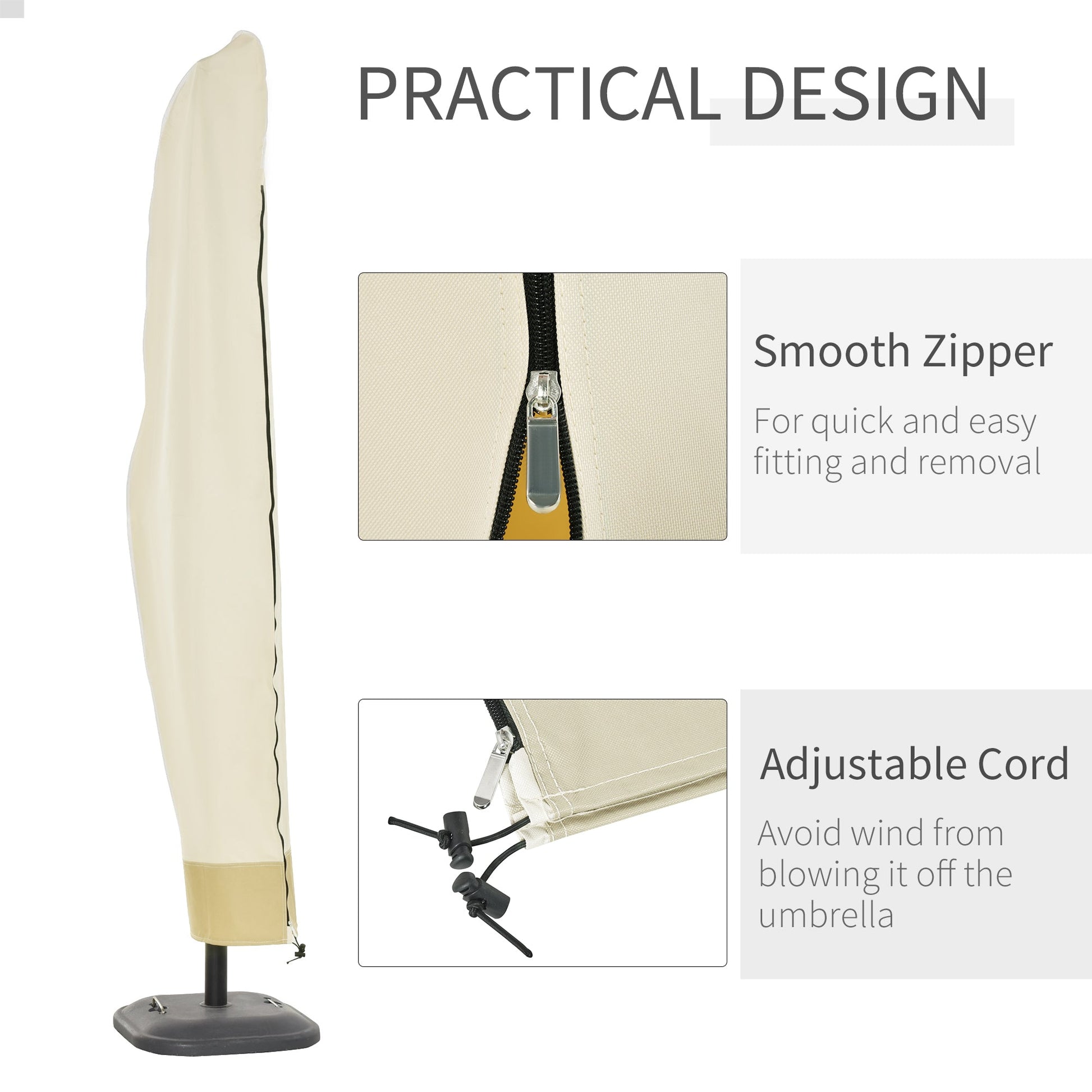 Waterproof Patio Umbrella Cover for 10ft to 13ft Outdoor Offset Umbrella with Zipper, Beige and Coffee