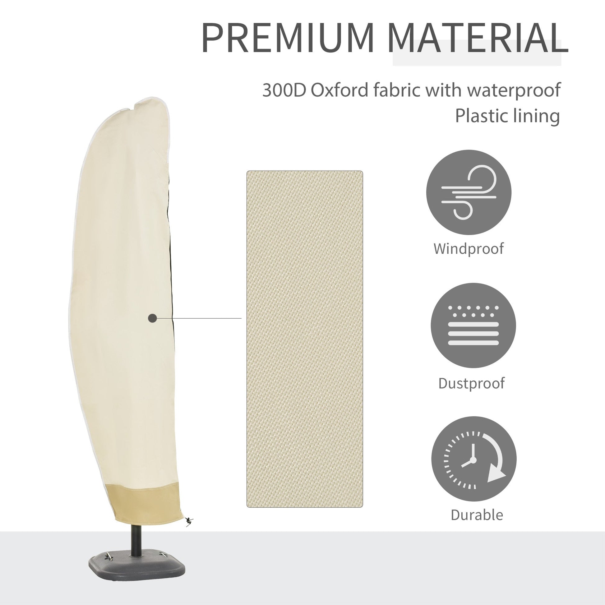 Waterproof Patio Umbrella Cover for 10ft to 13ft Outdoor Offset Umbrella with Zipper, Beige and Coffee