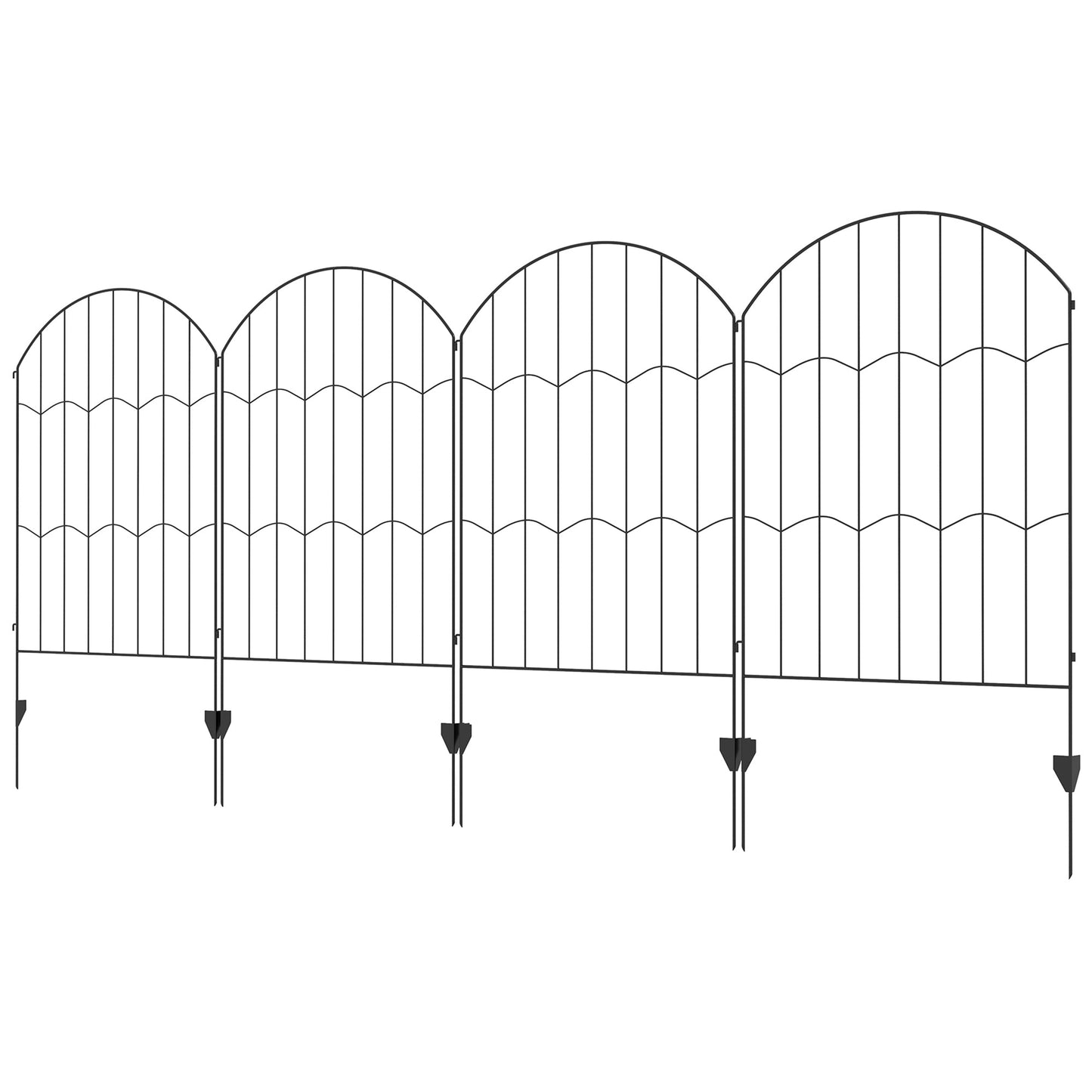 Garden Fence, 4 Pack Steel Fence Panels, 11.4' L x 43" H, Rust-Resistant Animal Barrier, Decorative Border Flower Edging for Yard, Patio, Outdoor Decor, Wave