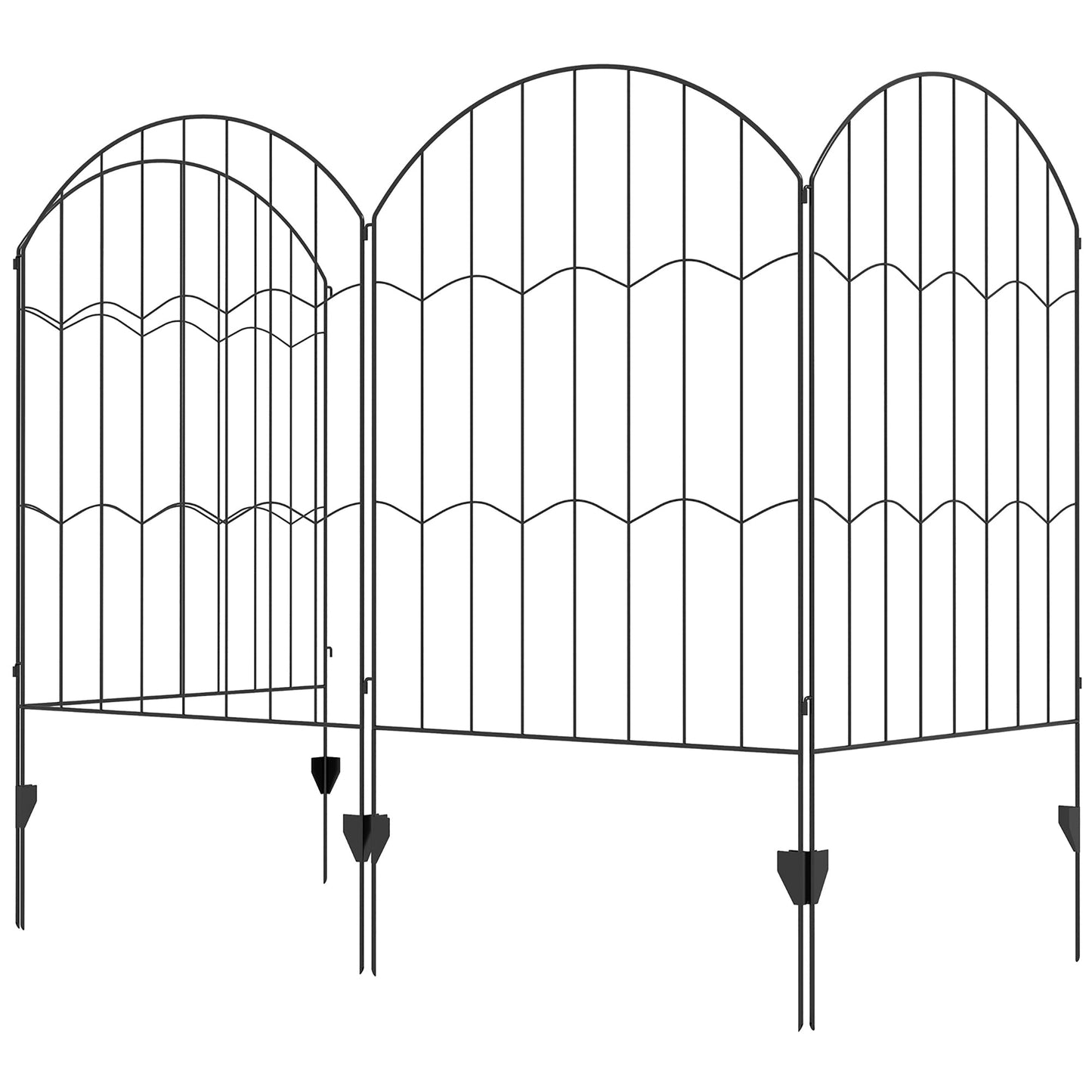 Garden Fence, 4 Pack Steel Fence Panels, 11.4' L x 43" H, Rust-Resistant Animal Barrier, Decorative Border Flower Edging for Yard, Patio, Outdoor Decor, Wave