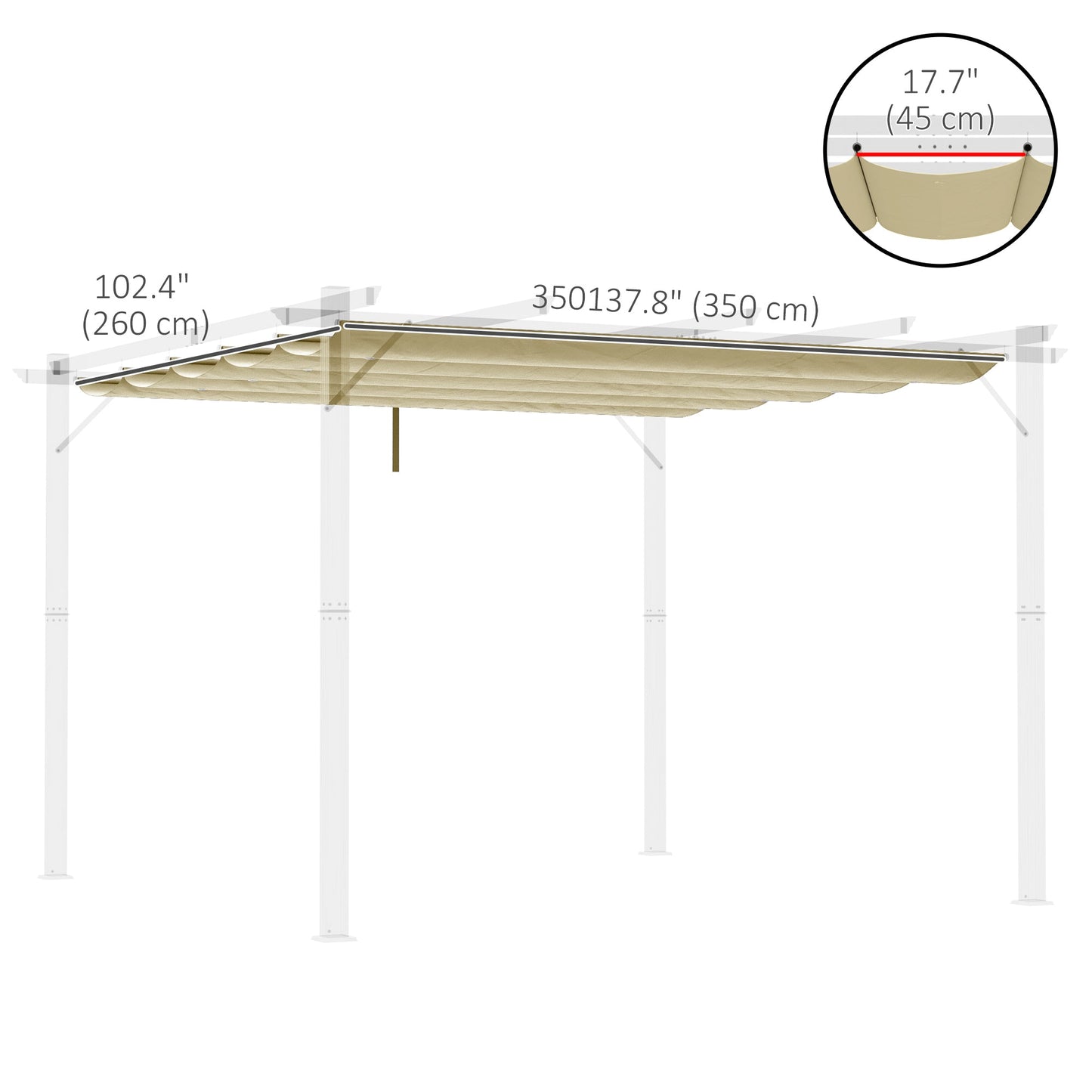 Retractable Replacement Pergola Canopy for 10' x 13' Pergola, Pergola Cover Replacement, Beige
