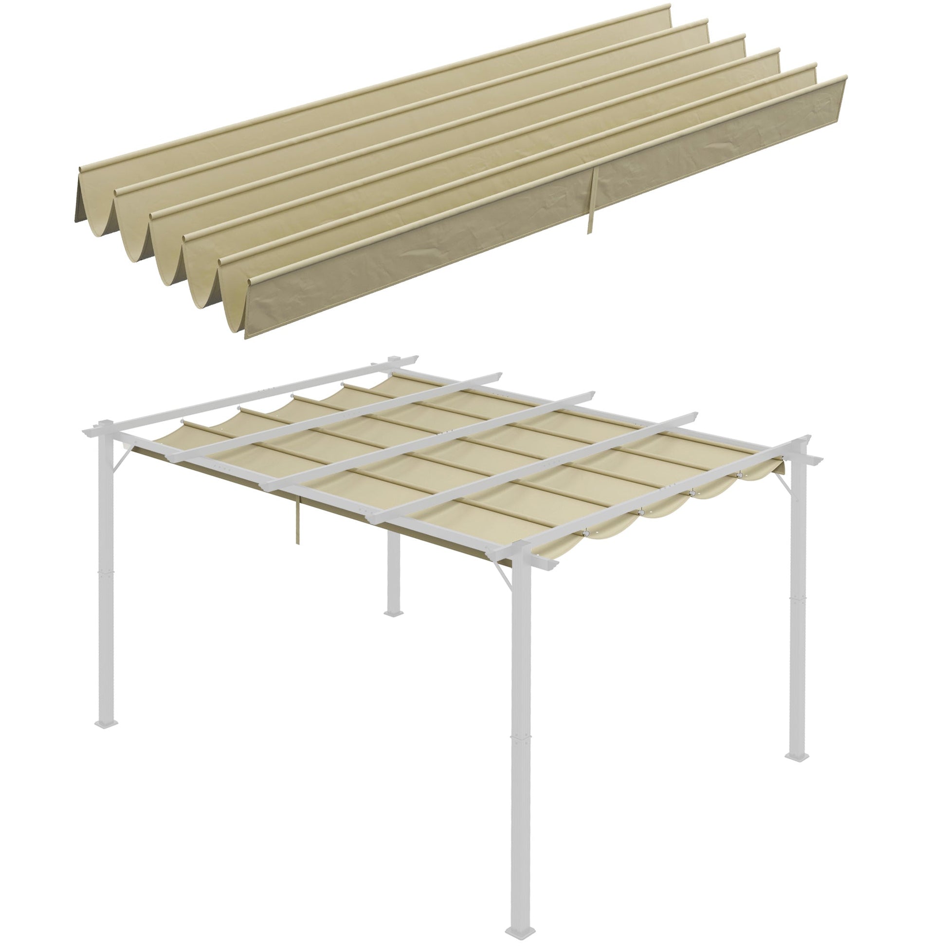 Retractable Replacement Pergola Canopy for 10' x 13' Pergola, Pergola Cover Replacement, Beige