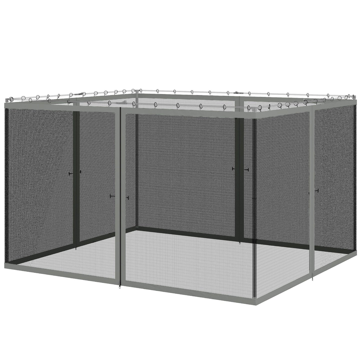 Replacement Mosquito Netting for Gazebo 10' x 12' Black Screen Walls for Canopy with Zippers for Parties and Outdoor Activities, Dark Grey