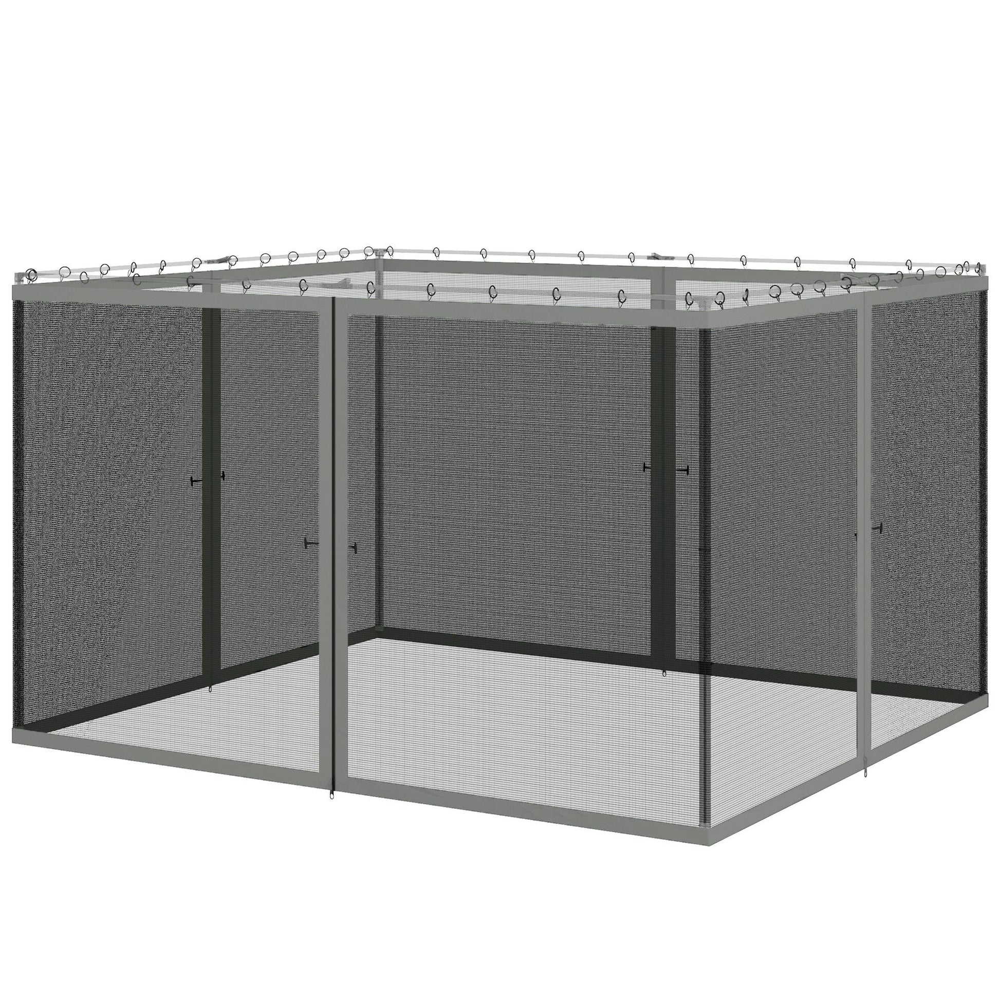 Replacement Mosquito Netting for Gazebo 10' x 12' Black Screen Walls for Canopy with Zippers for Parties and Outdoor Activities, Dark Grey