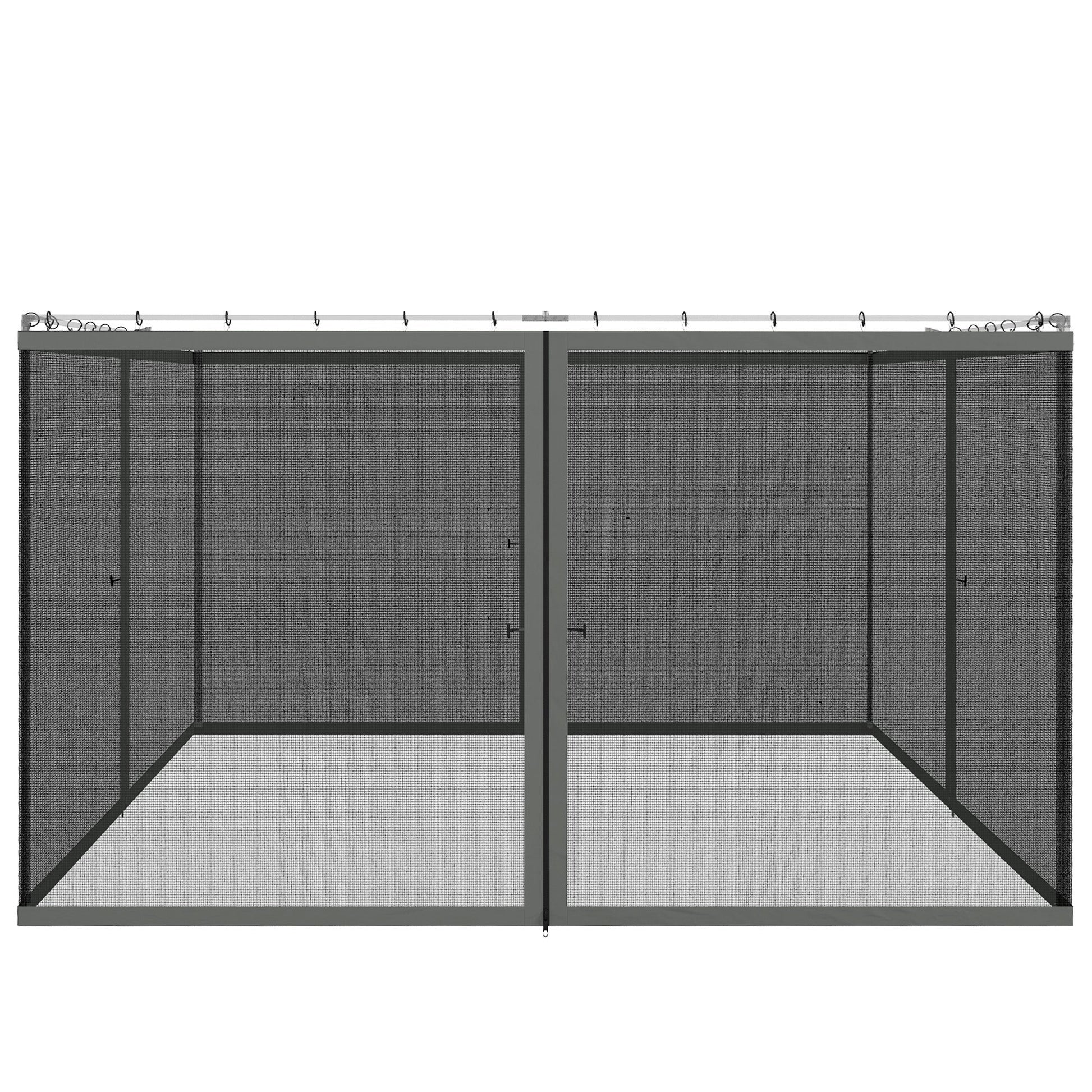 Replacement Mosquito Netting for Gazebo 10' x 12' Black Screen Walls for Canopy with Zippers for Parties and Outdoor Activities, Dark Grey