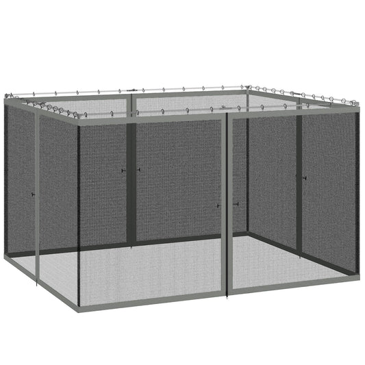 Replacement Mosquito Netting for Gazebo 10' x 12' Black Screen Walls for Canopy with Zippers for Parties and Outdoor Activities, Dark Grey