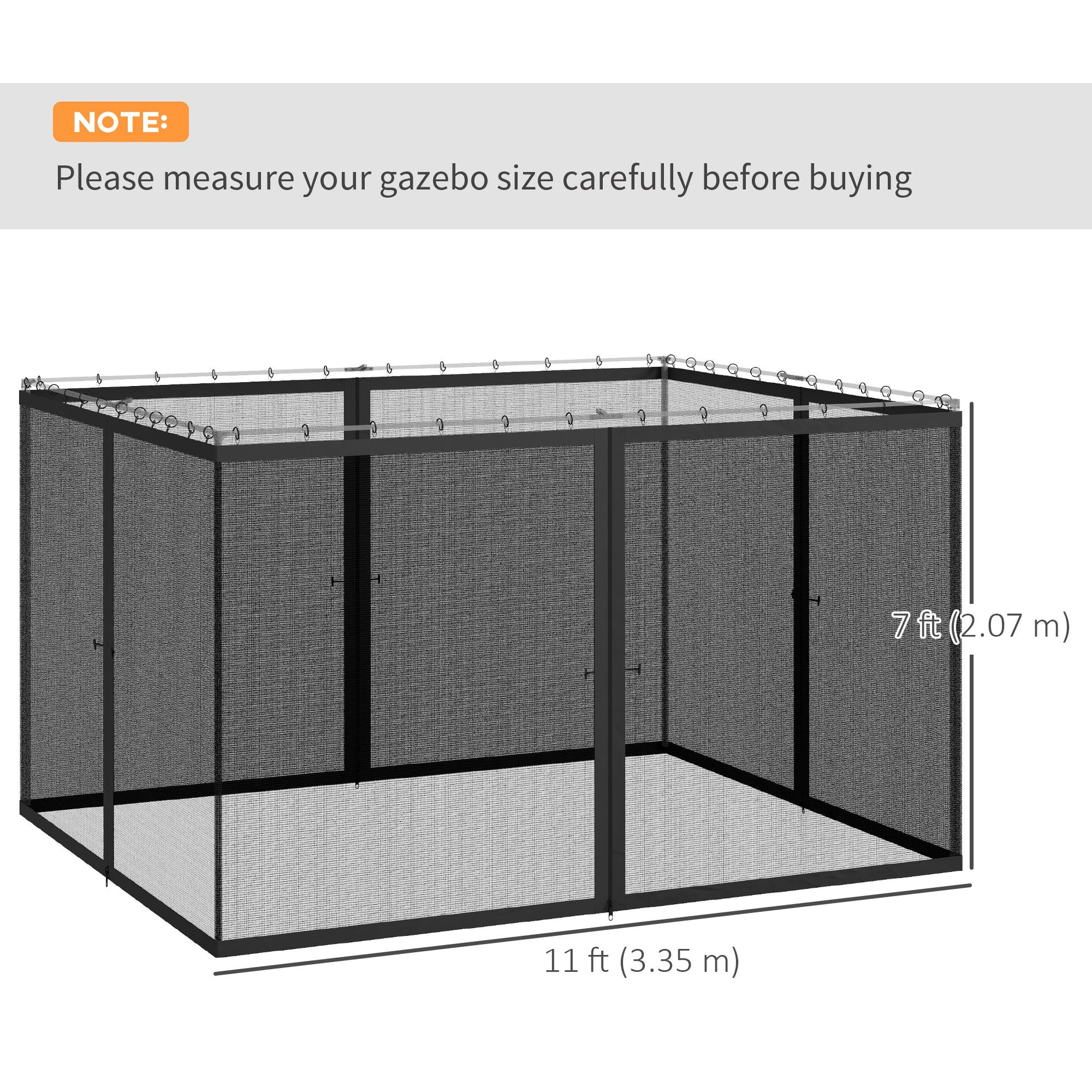 Replacement Mosquito Netting for Gazebo 10' x 12' Black Screen Walls for Canopy with Zippers for Parties and Outdoor Activities, Dark Grey