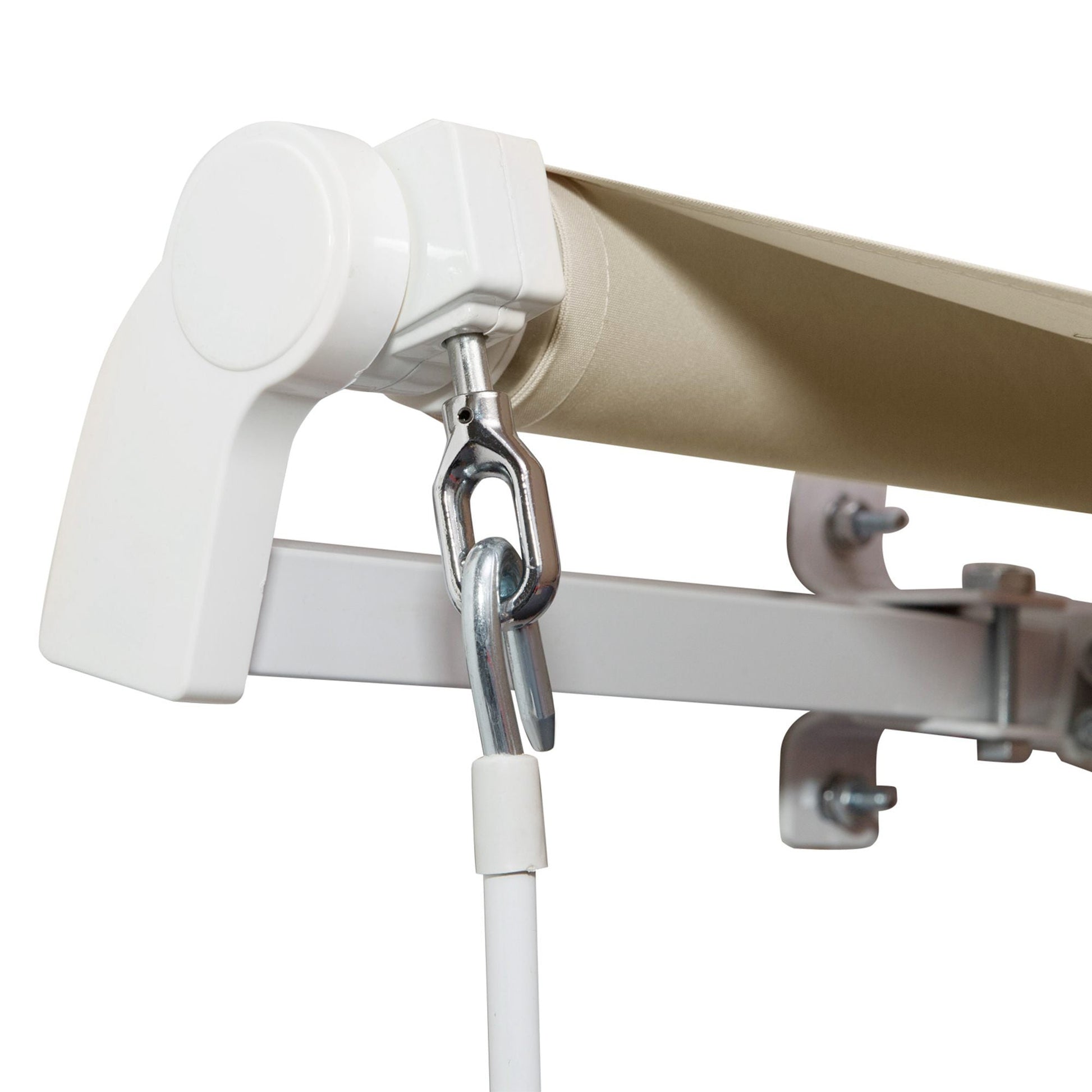 12' x 8' Retractable Awning Patio Awnings Sun Shade Shelter with Manual Crank Handle, UV & Water-Resistant Fabric and Aluminum Frame for Deck Balcony Yard, Cream White