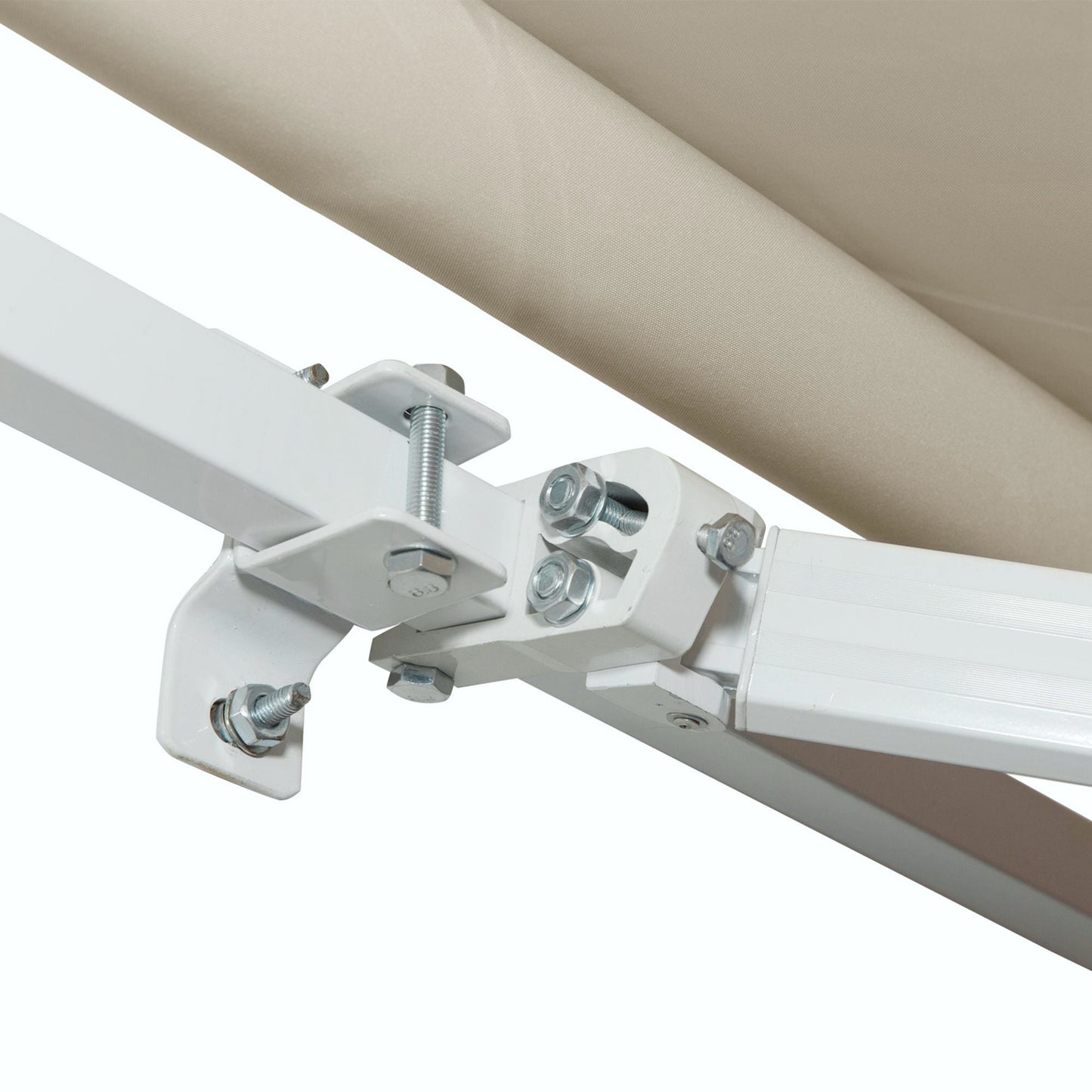 12' x 8' Retractable Awning Patio Awnings Sun Shade Shelter with Manual Crank Handle, UV & Water-Resistant Fabric and Aluminum Frame for Deck Balcony Yard, Cream White
