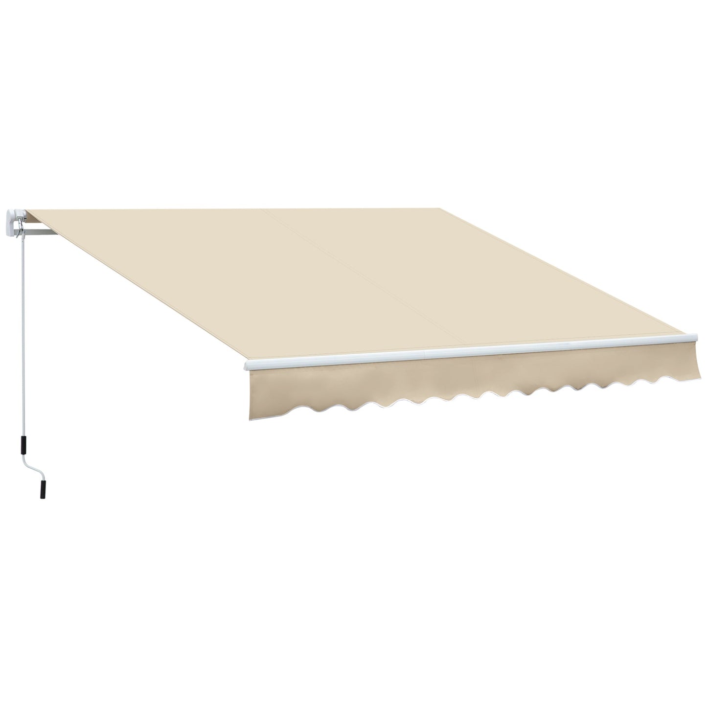 12' x 8' Retractable Awning Patio Awnings Sun Shade Shelter with Manual Crank Handle, UV & Water-Resistant Fabric and Aluminum Frame for Deck Balcony Yard, Cream White