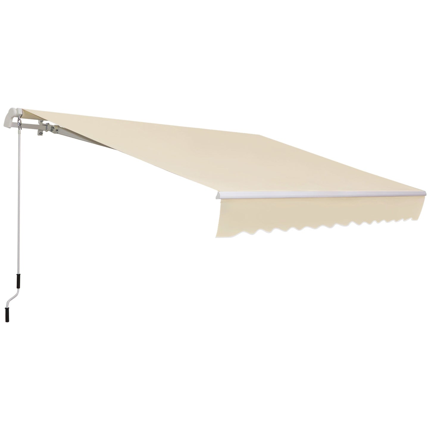 12' x 8' Retractable Awning Patio Awnings Sun Shade Shelter with Manual Crank Handle, UV & Water-Resistant Fabric and Aluminum Frame for Deck Balcony Yard, Cream White