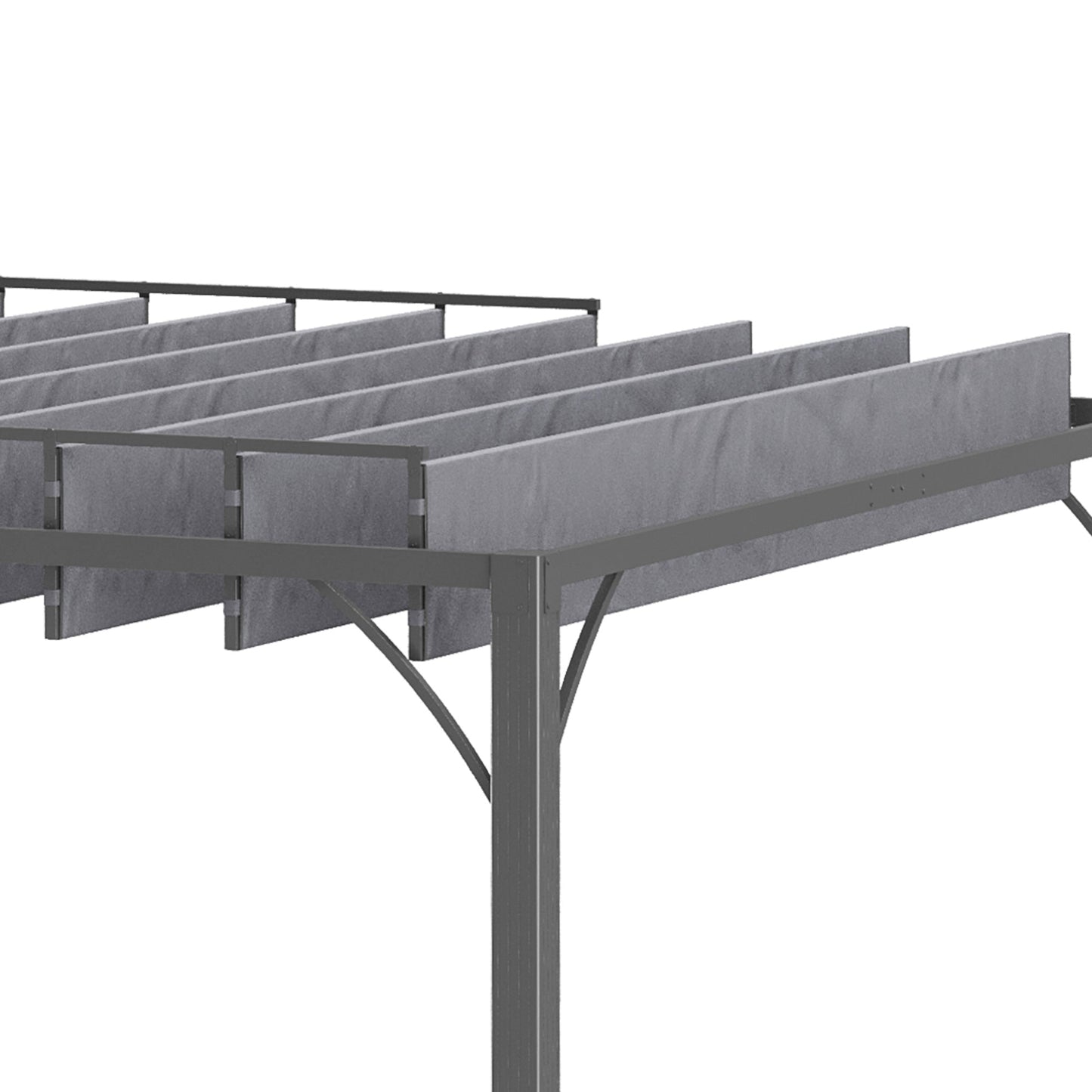 12.8' x 9.7' Outdoor Pergola with Retractable Roof, AluminIum Louvered Pergola Canopy, Patio Shelter with Ground Stakes for Patio, Lawn, Garden, Grey