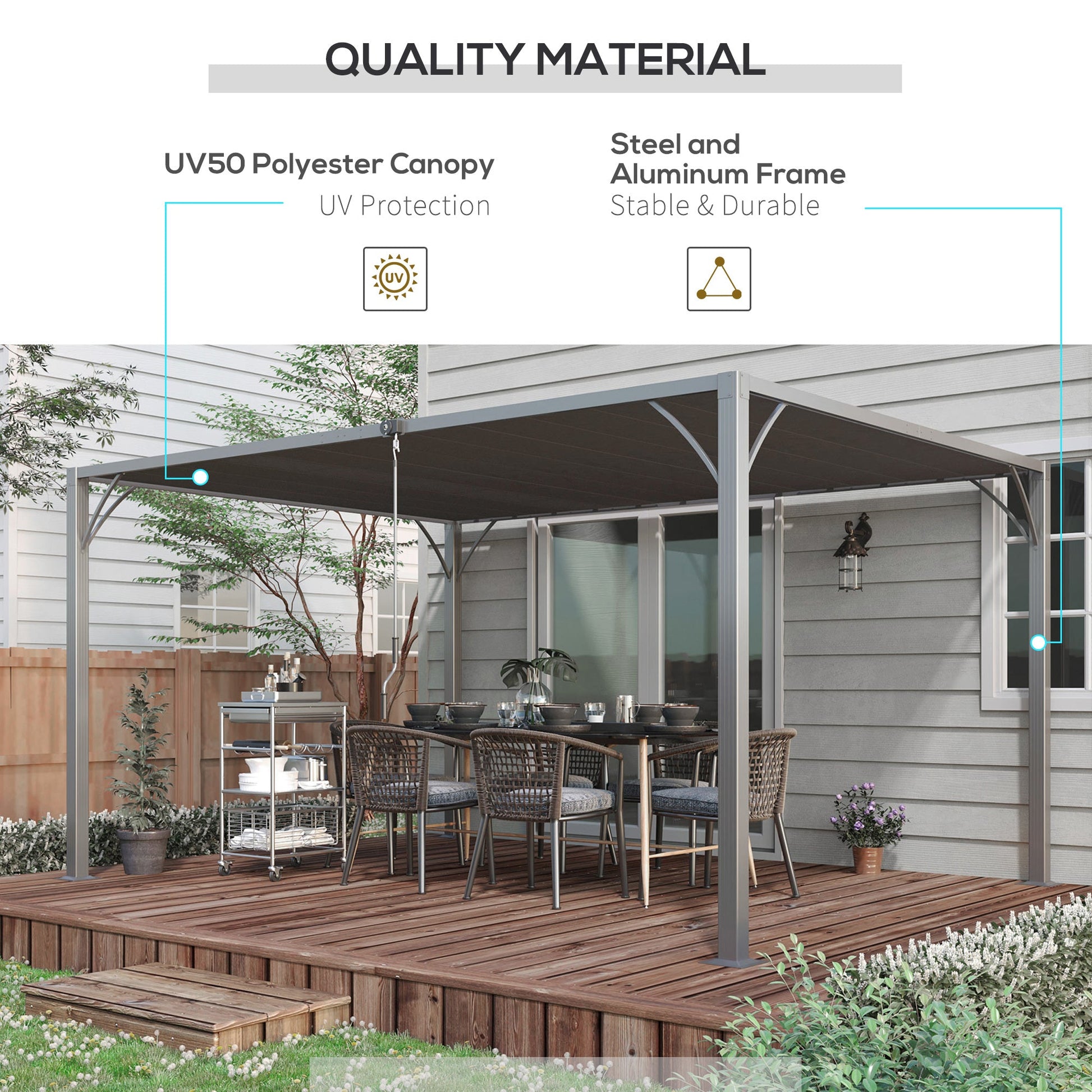 12.8' x 9.7' Outdoor Pergola with Retractable Roof, AluminIum Louvered Pergola Canopy, Patio Shelter with Ground Stakes for Patio, Lawn, Garden, Grey