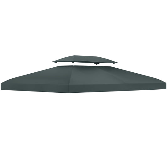 13.1' x 9.8' Gazebo Replacement Canopy 2 Tier Top UV Cover Pavilion Garden Patio Outdoor, Grey (TOP ONLY)