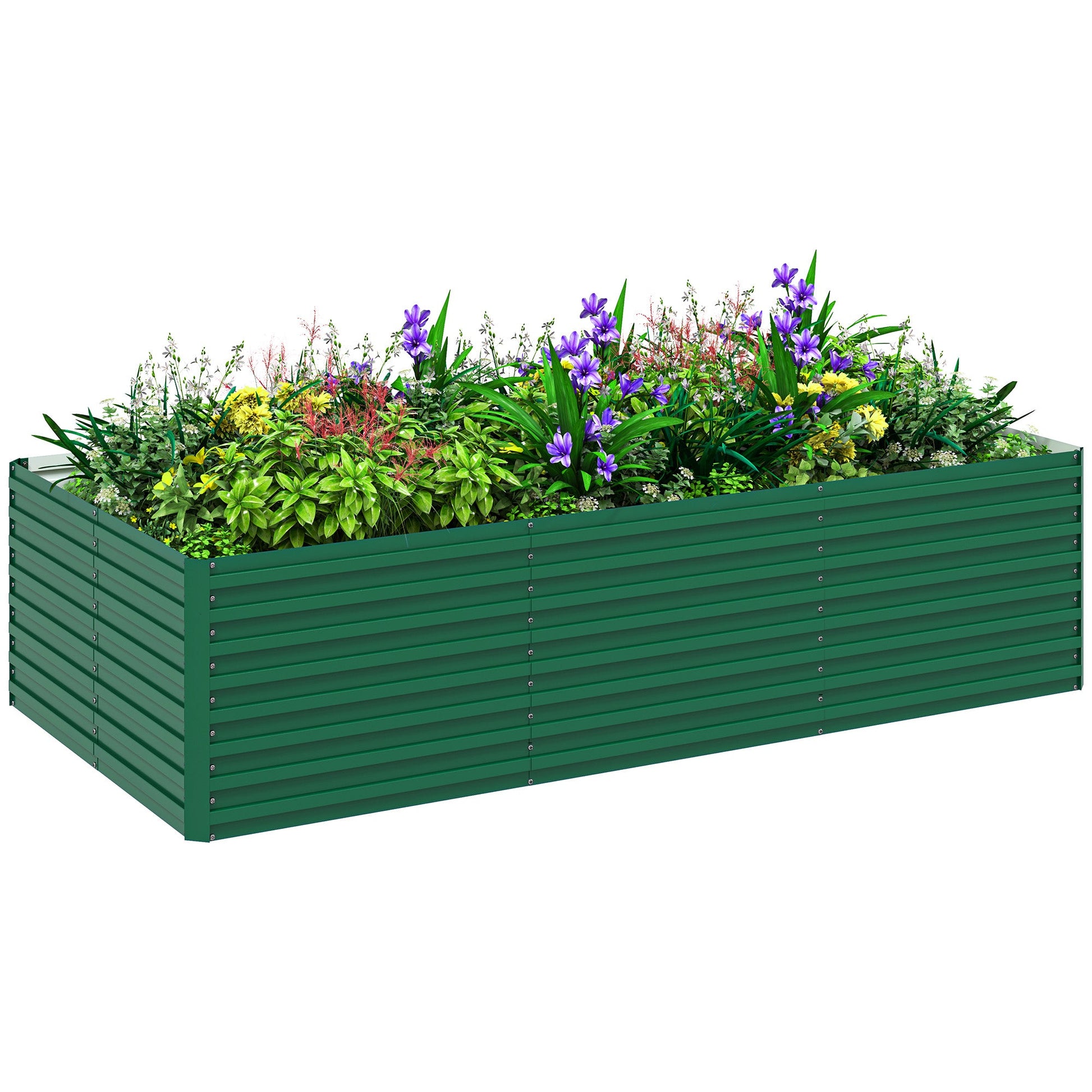 Galvanized Raised Garden Bed, 8' x 4' x 2' Large Outdoor Metal Planter Box, Standing Raised Bed for Growing Flowers, Herbs and Vegetables, Green