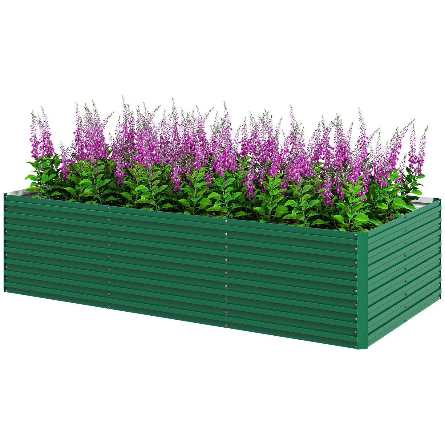Galvanized Raised Garden Bed, 8' x 4' x 2' Large Outdoor Metal Planter Box, Standing Raised Bed for Growing Flowers, Herbs and Vegetables, Green