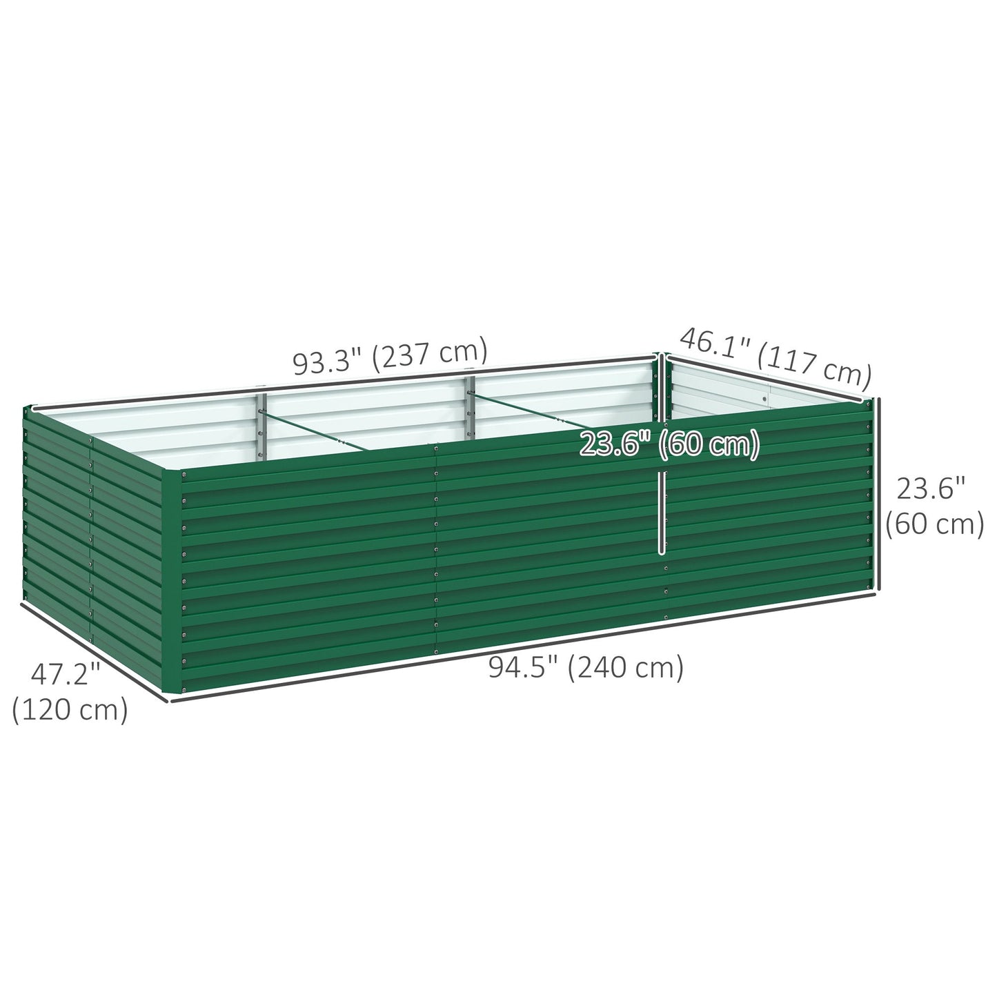 Galvanized Raised Garden Bed, 8' x 4' x 2' Large Outdoor Metal Planter Box, Standing Raised Bed for Growing Flowers, Herbs and Vegetables, Green