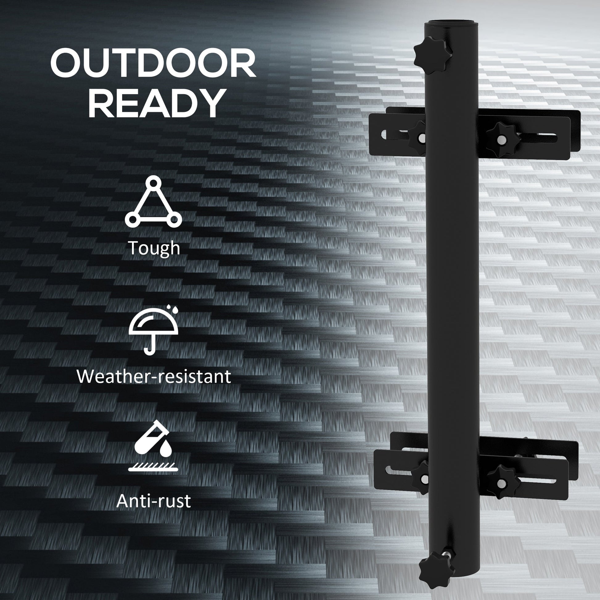Patio Umbrella Holder with Adjustable Clamps, Umbrella Deck Mount Bracket for Railing, Balcony, Fences, Patio Umbrella Stand for Market Umbrella and Offset Umbrella, Black
