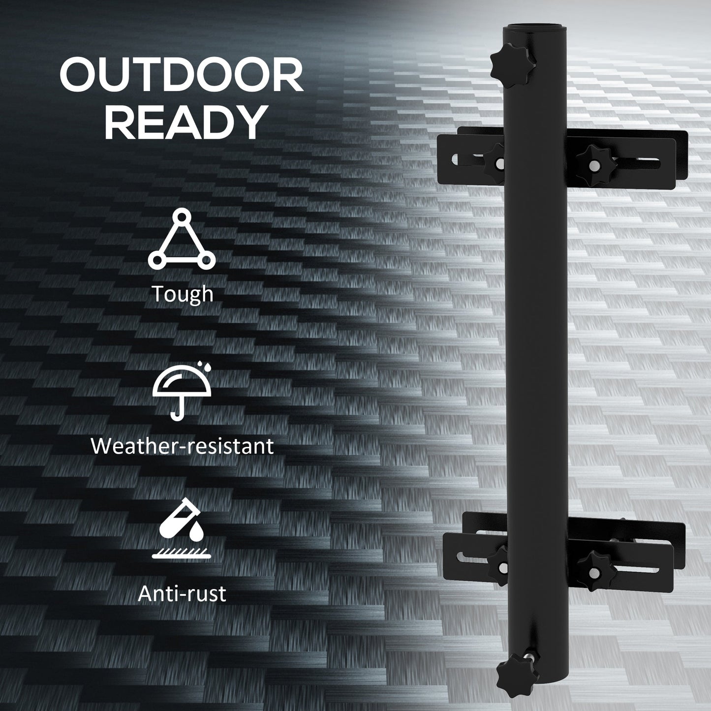 Patio Umbrella Holder with Adjustable Clamps, Umbrella Deck Mount Bracket for Railing, Balcony, Fences, Patio Umbrella Stand for Market Umbrella and Offset Umbrella, Black