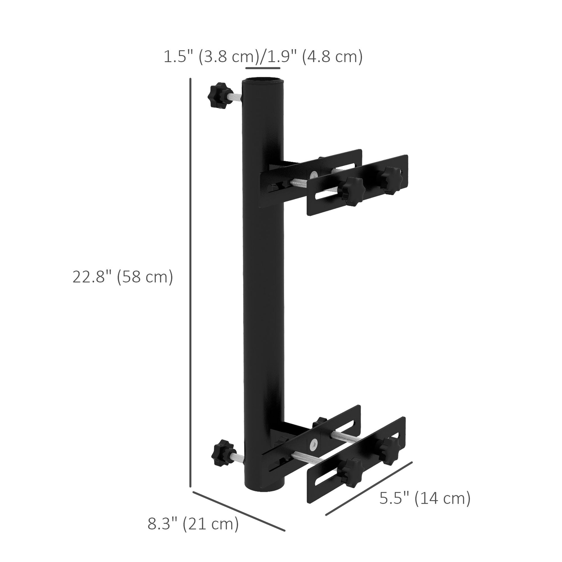 Patio Umbrella Holder with Adjustable Clamps, Umbrella Deck Mount Bracket for Railing, Balcony, Fences, Patio Umbrella Stand for Market Umbrella and Offset Umbrella, Black