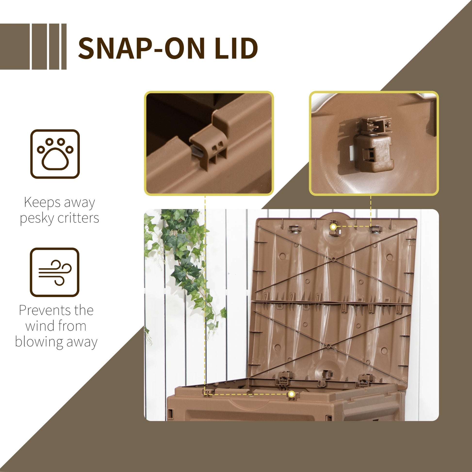 Compost Bin, 120 Gallon (450L) Garden Composter with 80 Vents and 2 Sliding Doors, Lightweight & Sturdy, Fast Creation of Fertile Soil, Brown