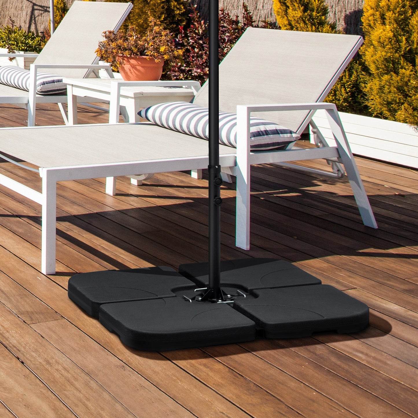 Set of 4 Parasol Base Weights for Banana Hanging Cantilever Umbrella, Water and Sand Filled Umbrella Base Stand, Up to 172lbs., Black