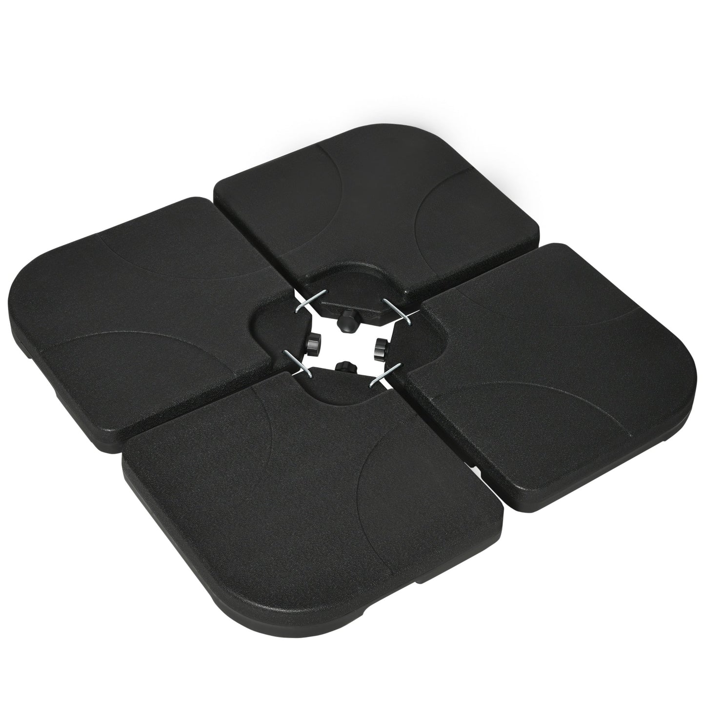 Set of 4 Parasol Base Weights for Banana Hanging Cantilever Umbrella, Water and Sand Filled Umbrella Base Stand, Up to 172lbs., Black