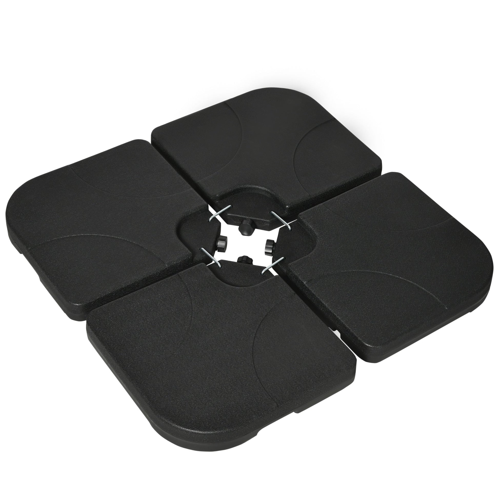 Set of 4 Parasol Base Weights for Banana Hanging Cantilever Umbrella, Water and Sand Filled Umbrella Base Stand, Up to 172lbs., Black