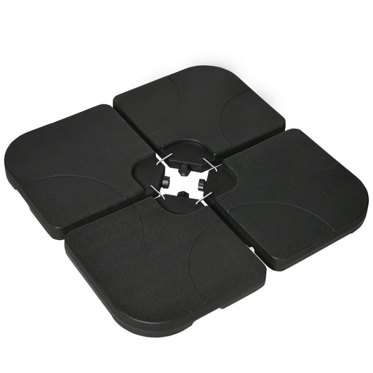 Set of 4 Parasol Base Weights for Banana Hanging Cantilever Umbrella, Water and Sand Filled Umbrella Base Stand, Up to 172lbs., Black