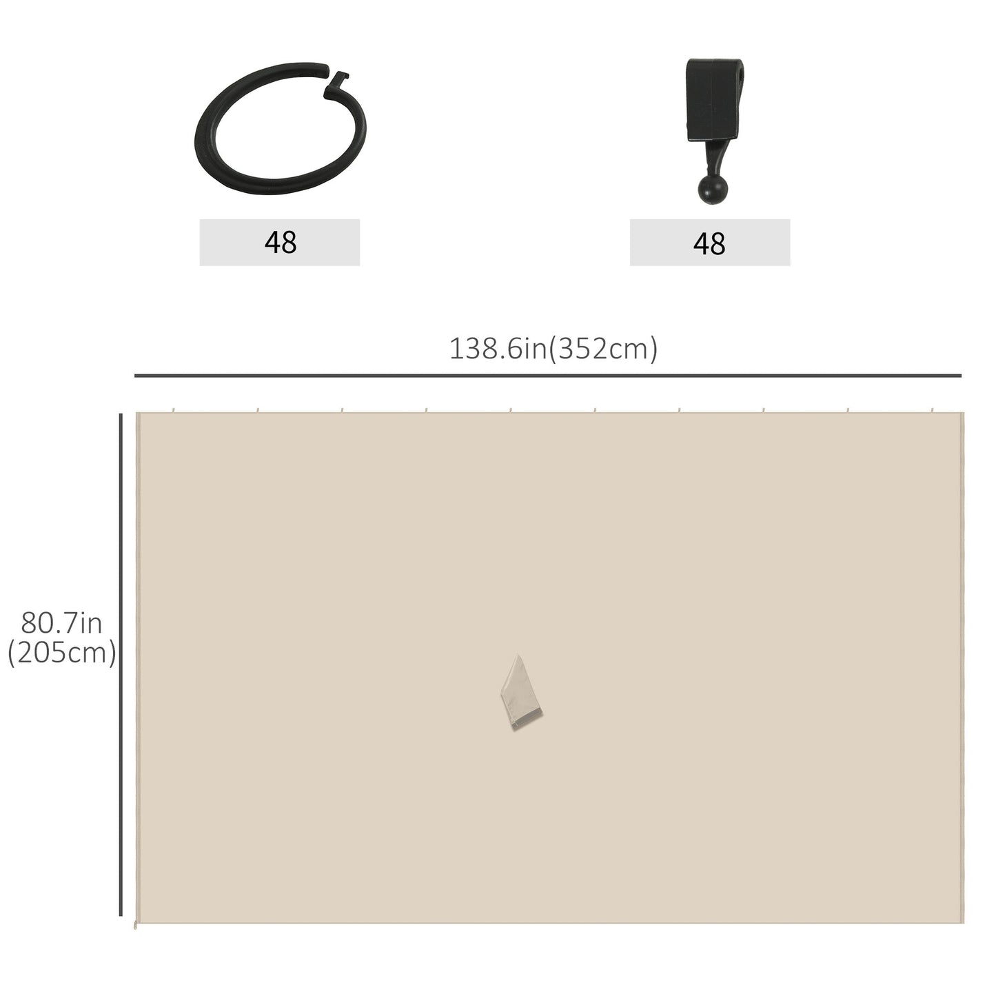 10' x 13' Universal Gazebo Sidewall Set with 4 Panels, Hooks/C-Rings Included for Pergolas & Cabanas, Beige